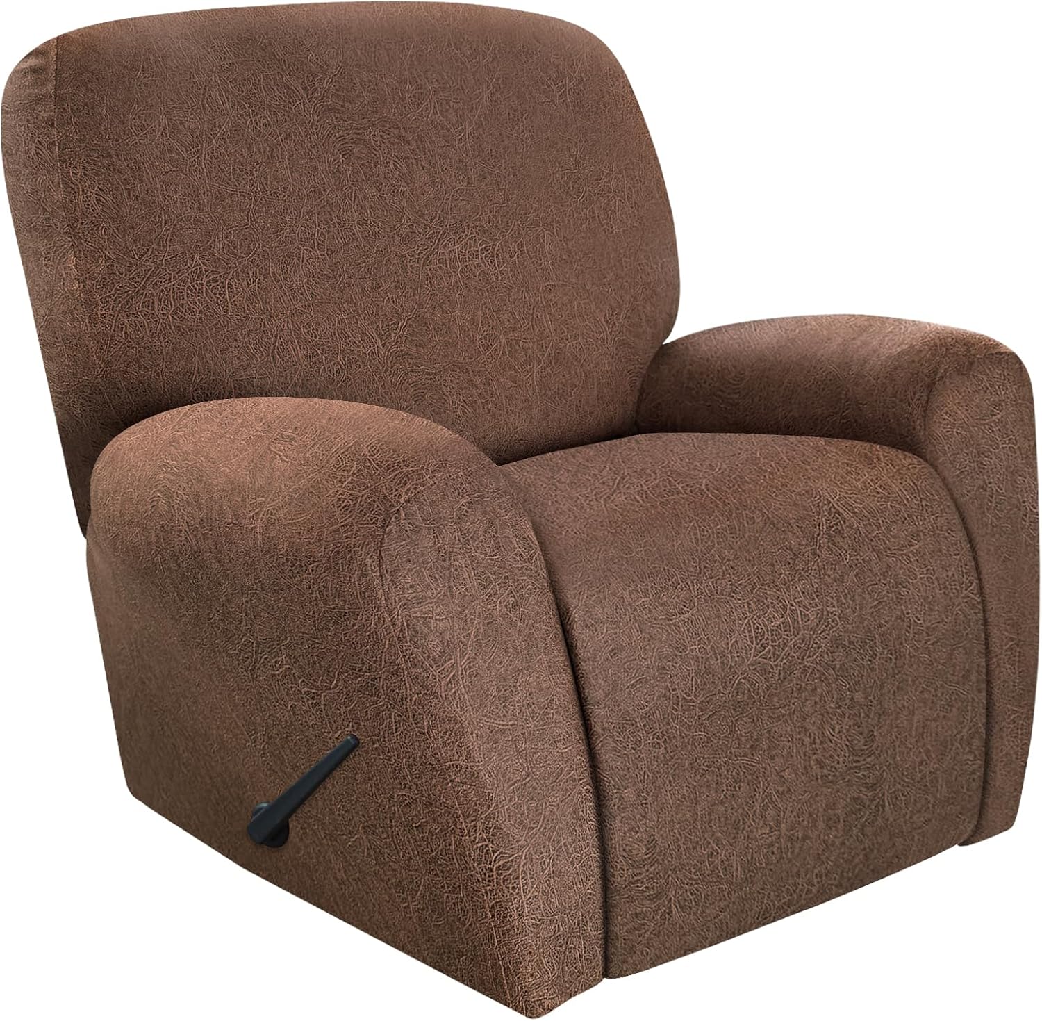 Leather Like Recliner Chair Covers Heavy Duty, 4 Pieces Lazy Boy Recliner Cover for Recliner Chair, Leather Cover for Recliner slipcovers Washable for Pets (Dark Brown)