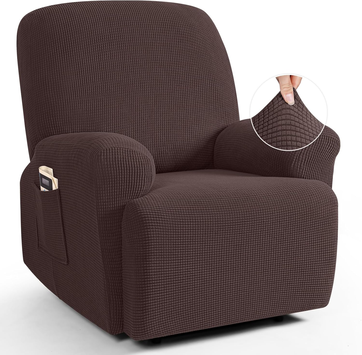 TAOCOCO Recliner Cover 4-Pieces, Recliner Stretch Sofa Slipcover, Recliner Cover 1 Seat, Couch Protector Soft, Furniture Protector Covers with Elastic,Chair Covers Jacquard Pattern (Grey)