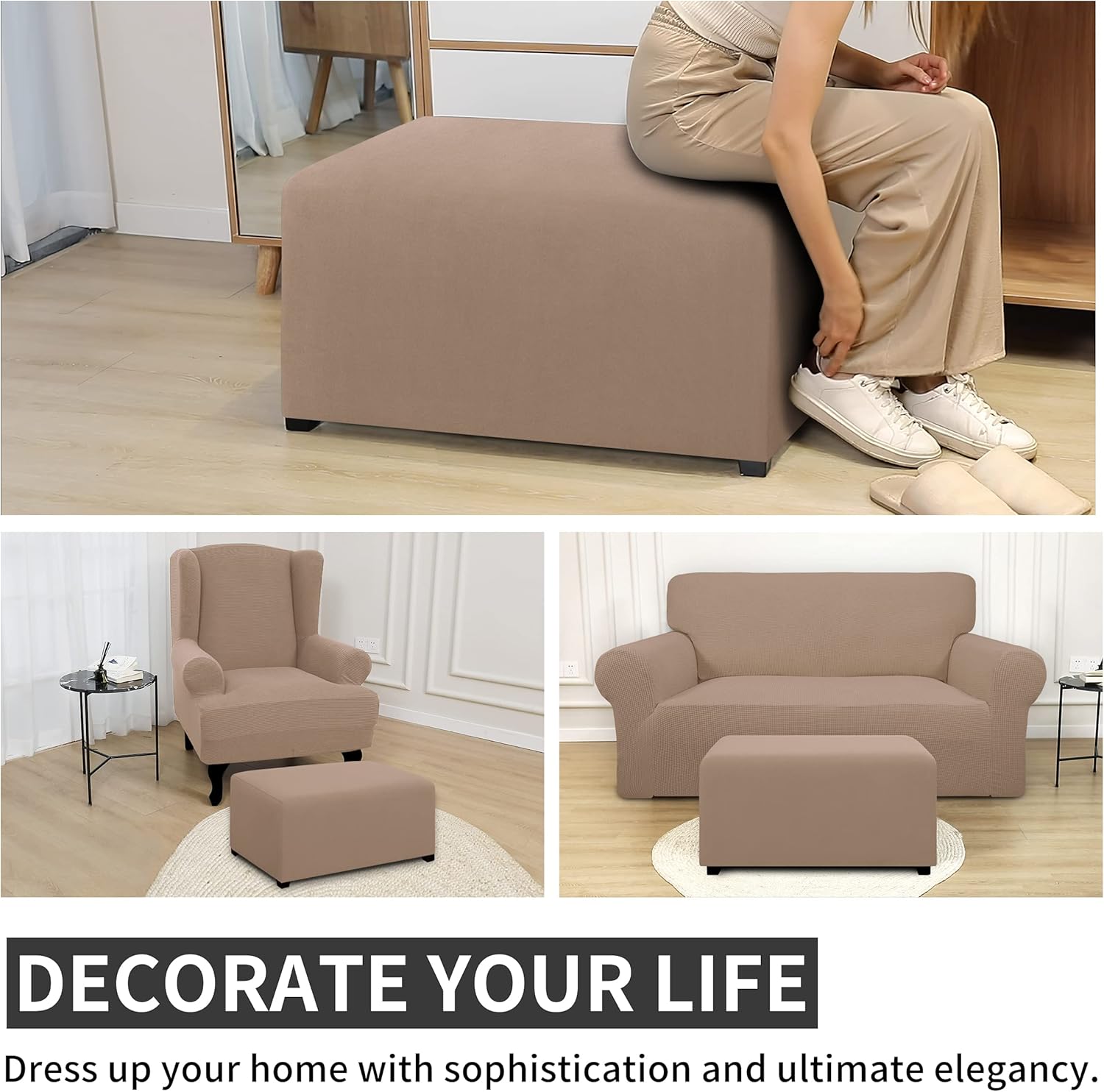 Dual Waterproof Stretch Ottoman Cover