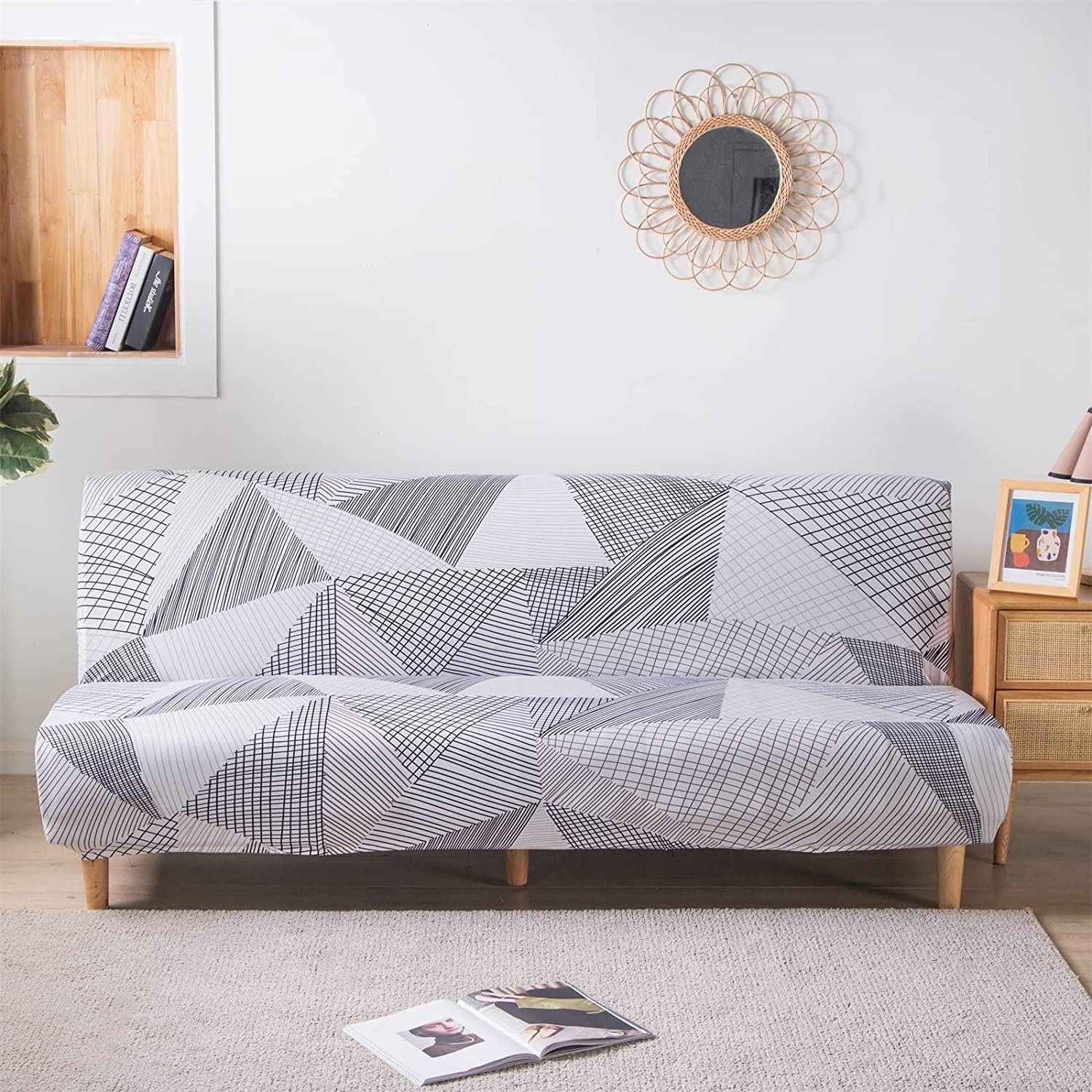 Linen Blue Armless Sofa Bed Cover