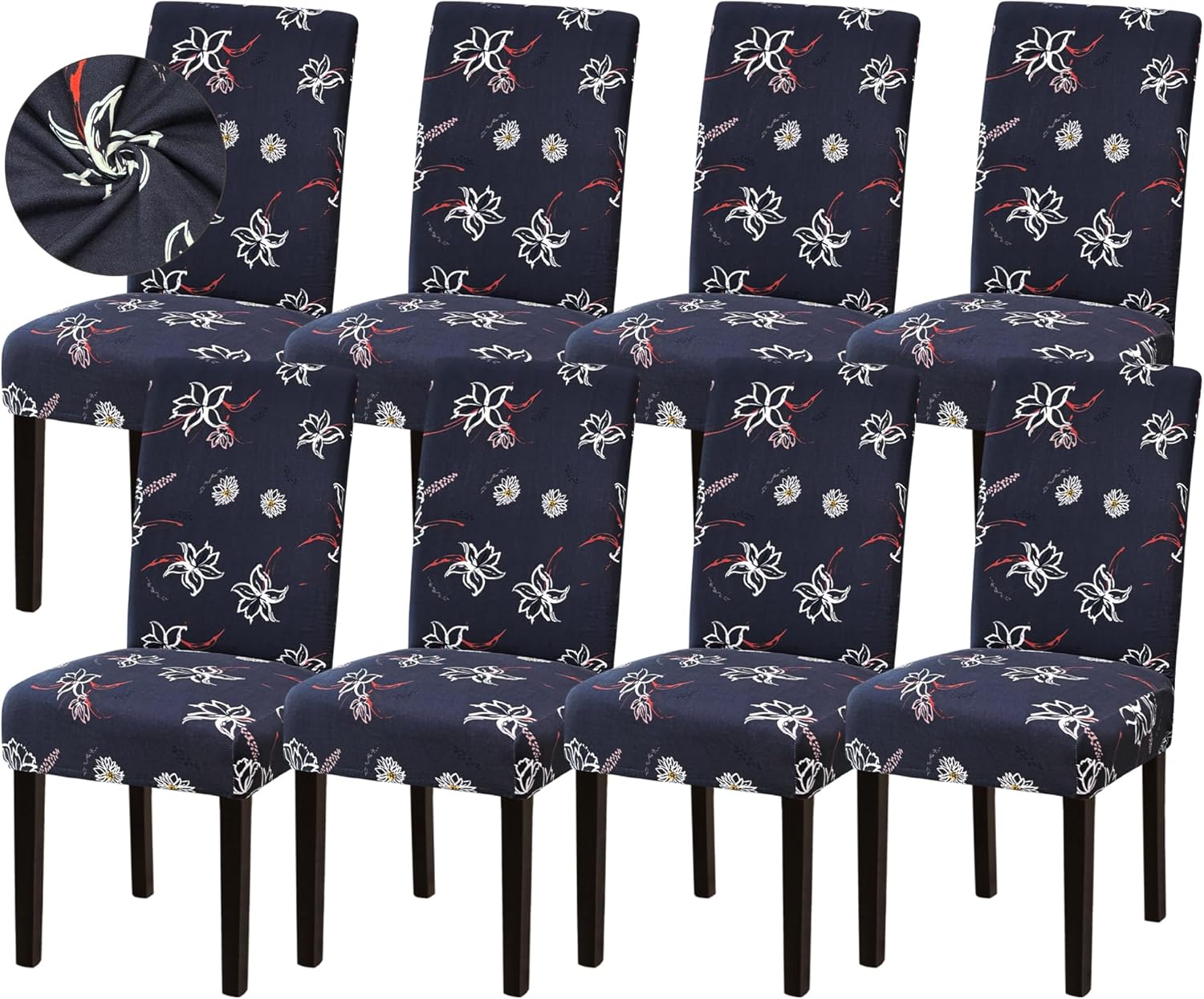 Sufdari Dining Chair Covers,Kitchen Cover,Parsons Slipcover,Spandex Protectors for Room Stretch Chairs Cover Set of 4 -Gray