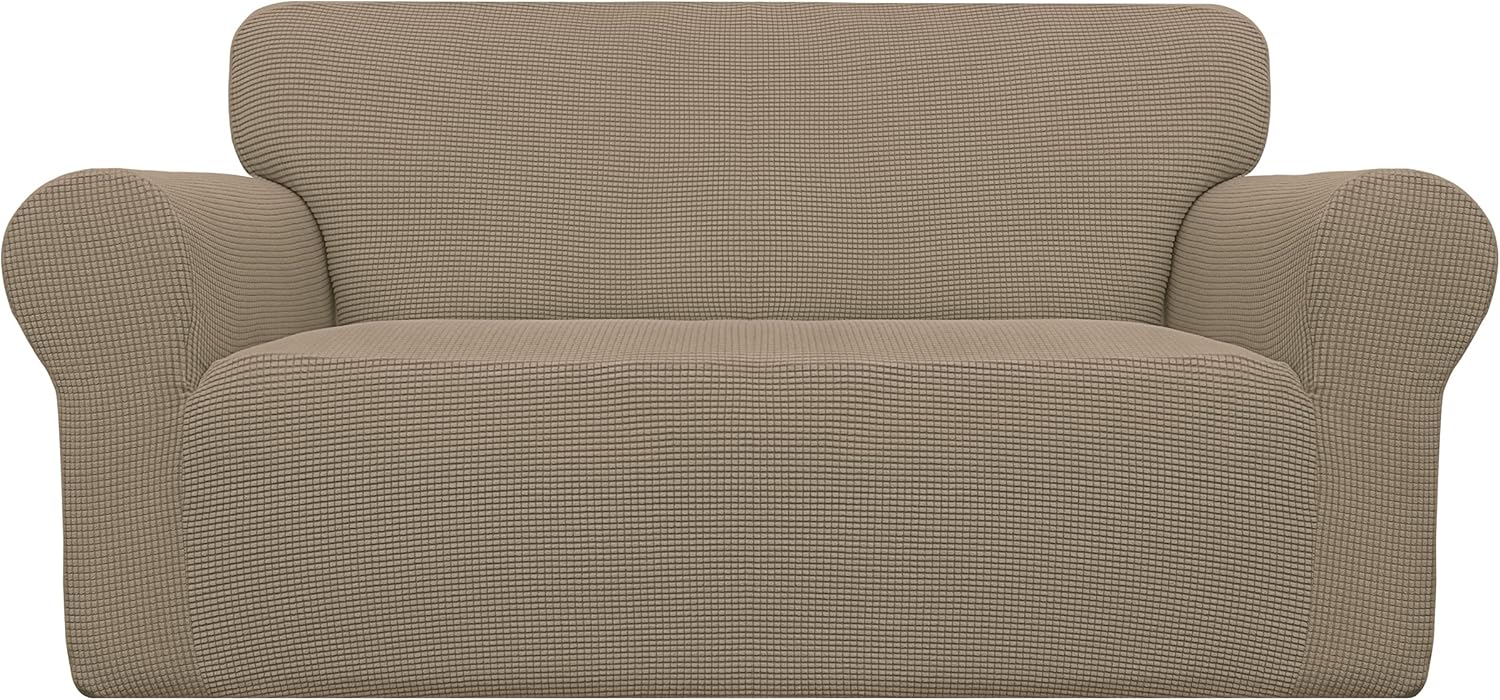 Easy-Going Stretch Chair Sofa Slipcover 1-Piece Couch Sofa Cover Furniture Protector Soft with Elastic Bottom for Kids, Pet. Spandex Jacquard Fabric Small Checks (Chair, Dark Gray)