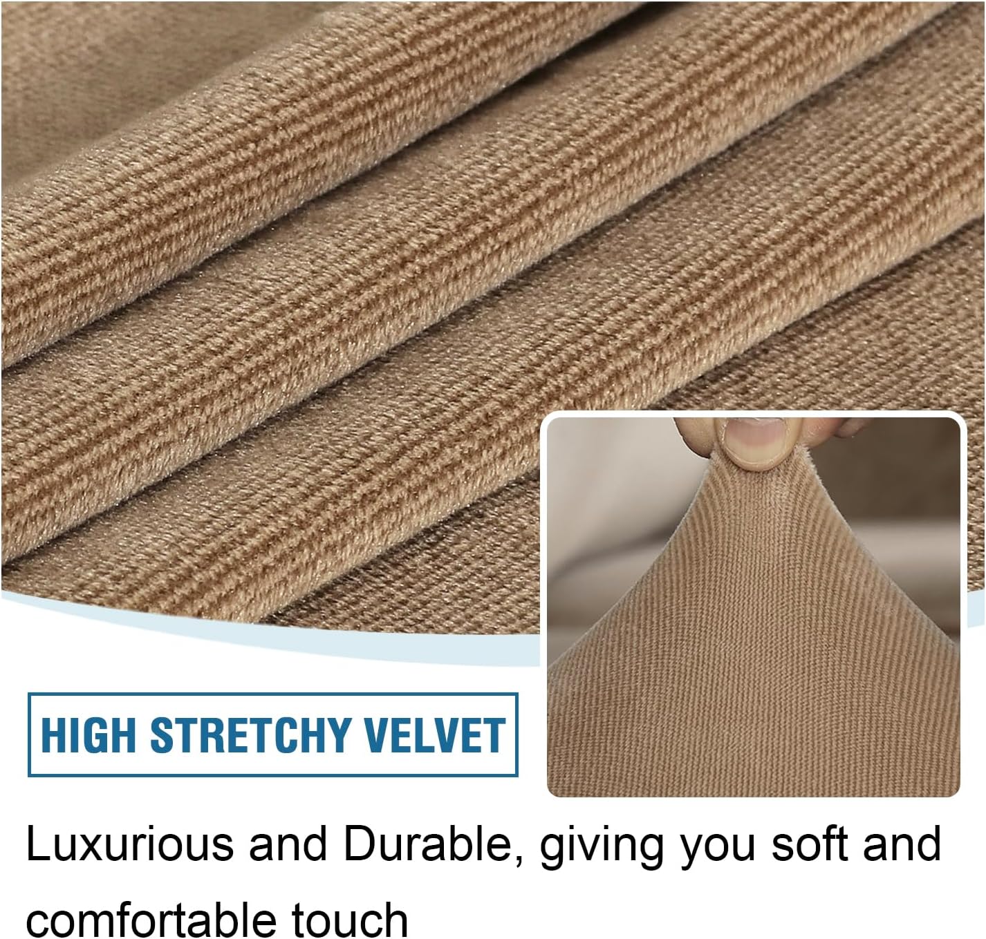 H.VERSAILTEX Armless Accent Chair Covers Thick Velvet Armless Chair Slipcovers High Stretch Chair Covers for Living Room Hotel Machine Washable Furniture Protector with Elastic Bottom, Ivory