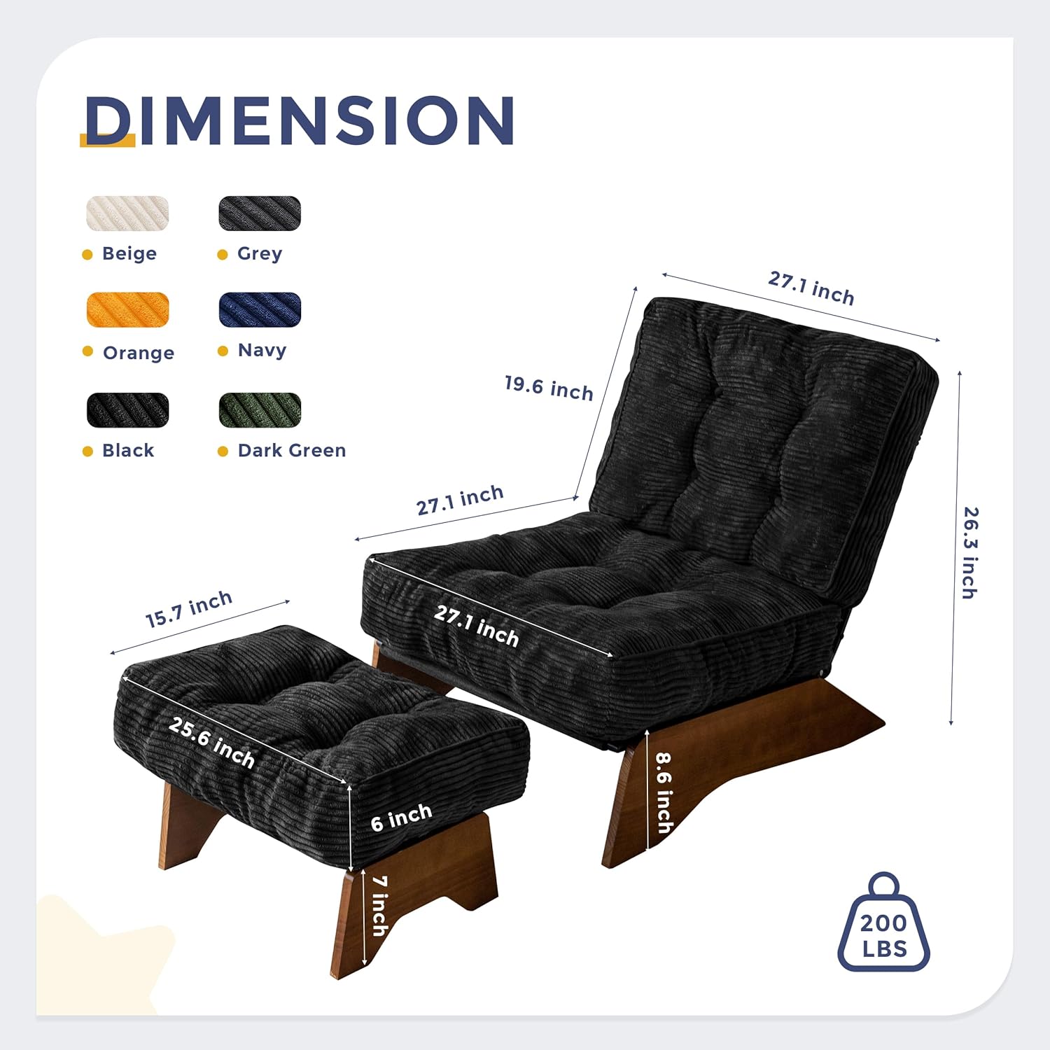 Adjustable Accent Chair with Ottoman