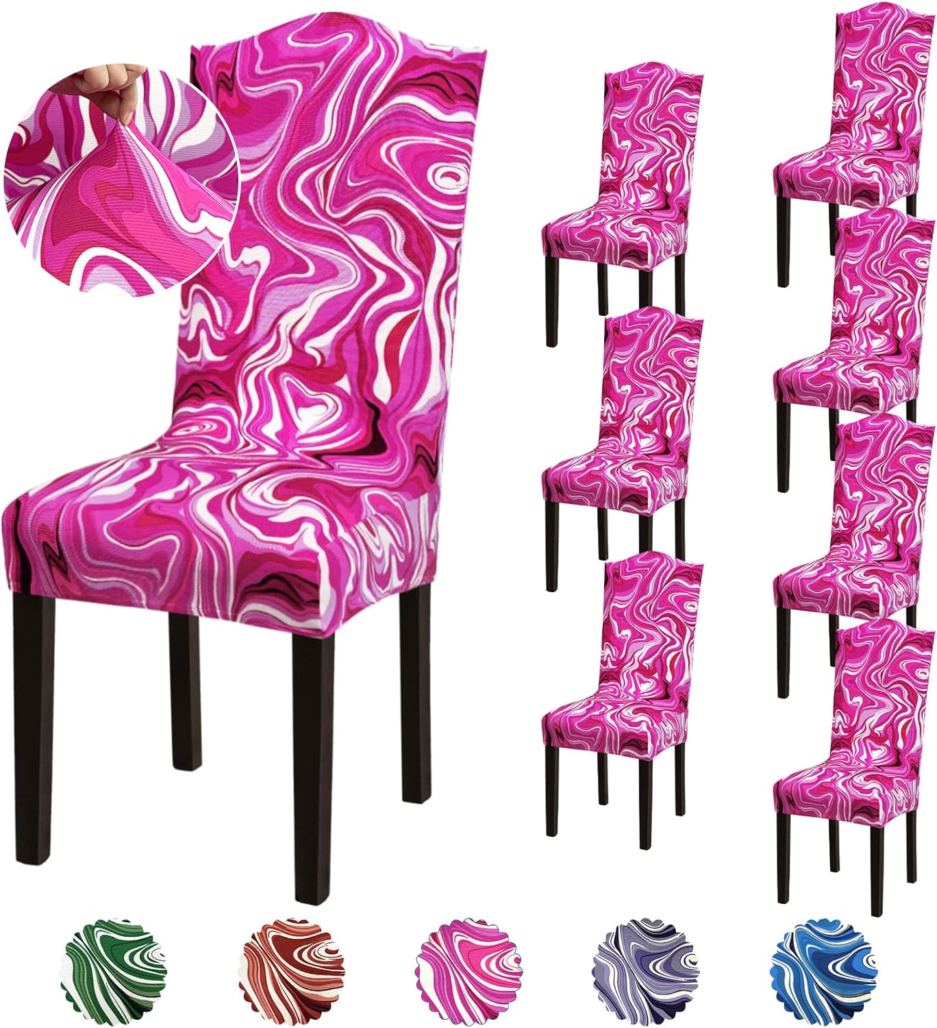 Stretch Dining Room Chair Covers Set of 6, Removable Washable Chair Covers for Dining Chairs,Dining Room, Hotel, Ceremony