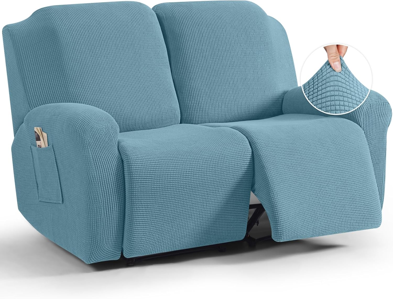 TAOCOCO Recliner Cover 4-Pieces, Recliner Stretch Sofa Slipcover, Recliner Cover 1 Seat, Couch Protector Soft, Furniture Protector Covers with Elastic,Chair Covers Jacquard Pattern (Grey)