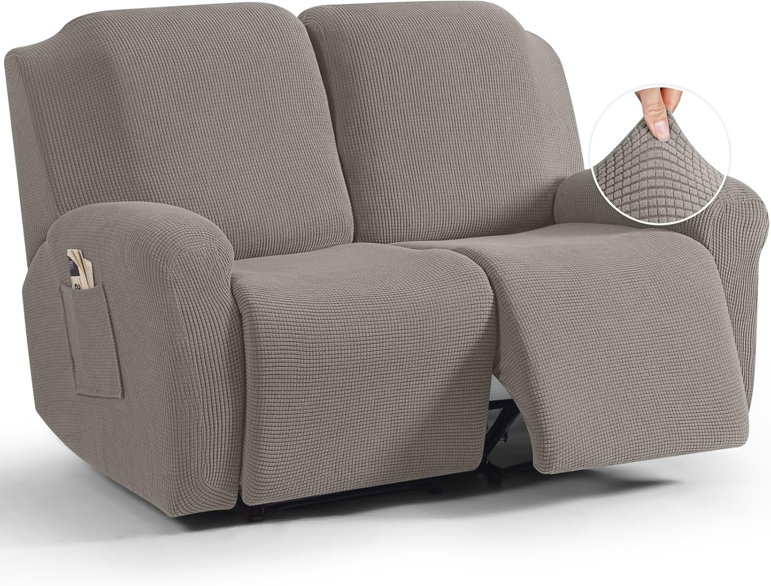 TAOCOCO Recliner Cover 4-Pieces, Recliner Stretch Sofa Slipcover, Recliner Cover 1 Seat, Couch Protector Soft, Furniture Protector Covers with Elastic,Chair Covers Jacquard Pattern (Grey)