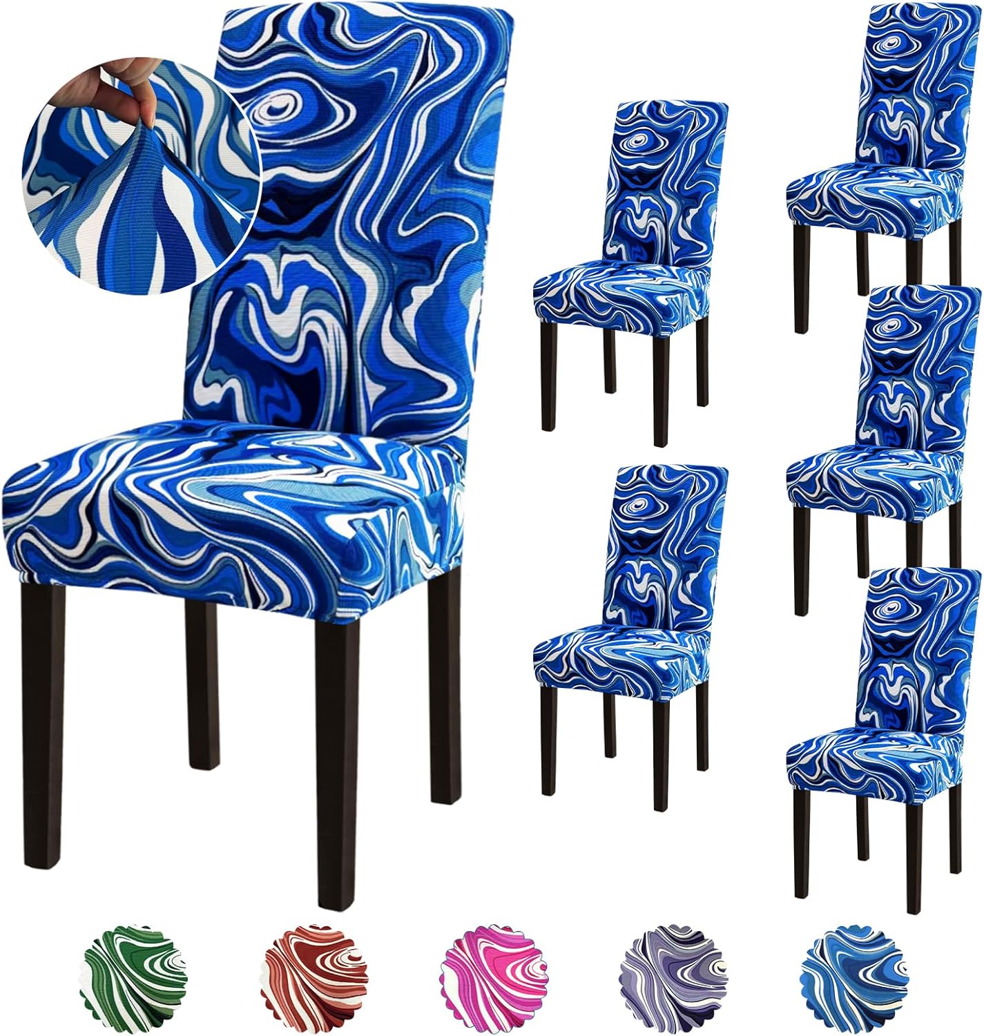 Stretch Dining Room Chair Covers Set of 6, Removable Washable Chair Covers for Dining Chairs,Dining Room, Hotel, Ceremony