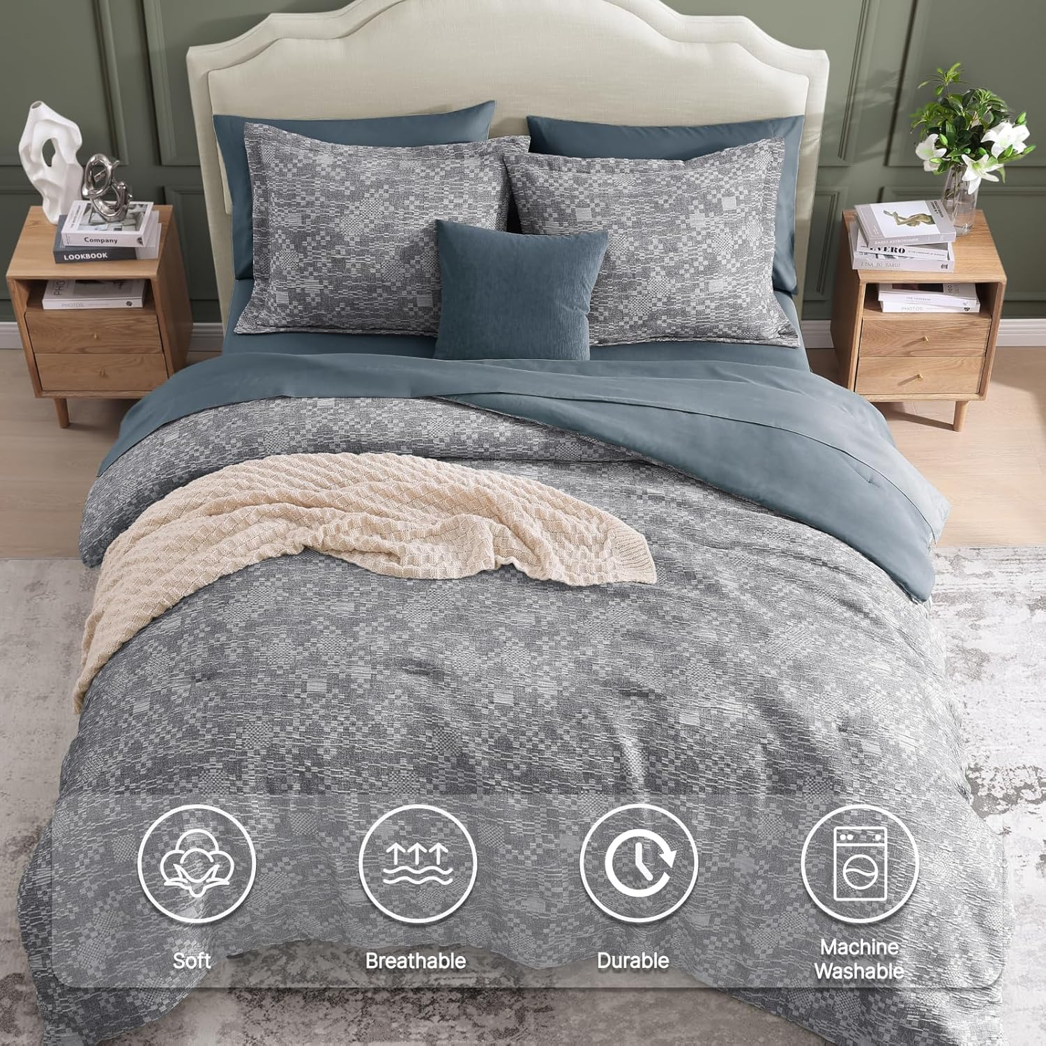 Charcoal Grey Queen Comforter Set