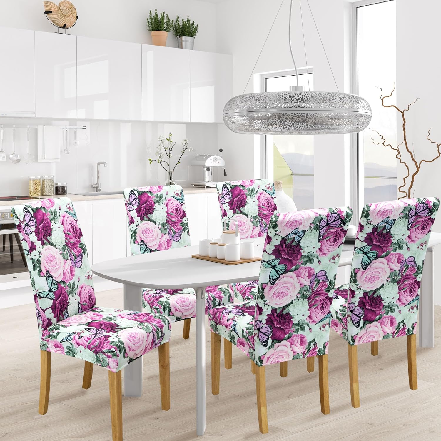 Dining Chair Cover,Dining Room Chair Covers Set of 6,Stretch Kitchen Chair Cover,Washable Dining Chair Cover,Parsons Chair Slipcovers Protective,for Home,Restaurant,Banquet(Gray)