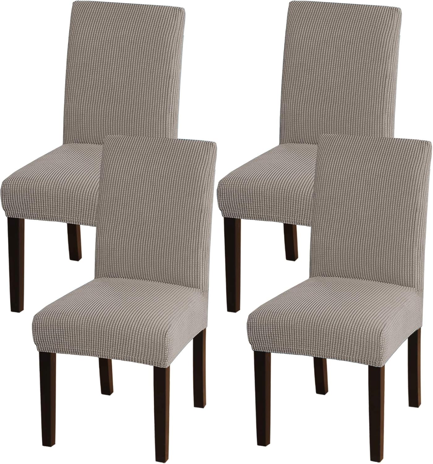 Turquoize Dining Chair Covers - Stretch, Removable, Set of 2 - Parson Dining Chair Protector Covers for Home, Hotel, Ceremony (2, Biscotti Beige)