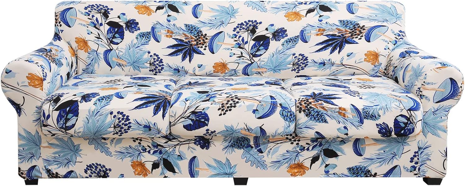 hyha Couch Covers, Chair/Sofa Covers, Floral Pattern, Stretch, Printed, 2 Pieces, Armchair Slipcover, Separate Couch Cushion Slipcover, Furniture Protector for Dogs(Armchair, Paisley Floral)