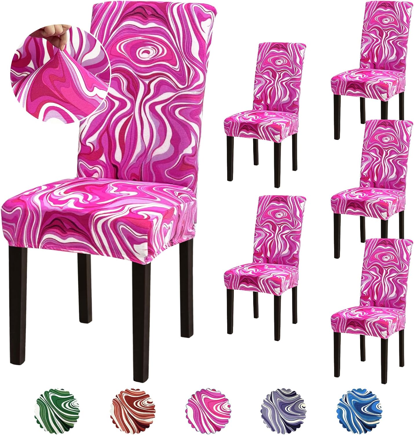 Stretch Dining Room Chair Covers Set of 6, Removable Washable Chair Covers for Dining Chairs,Dining Room, Hotel, Ceremony