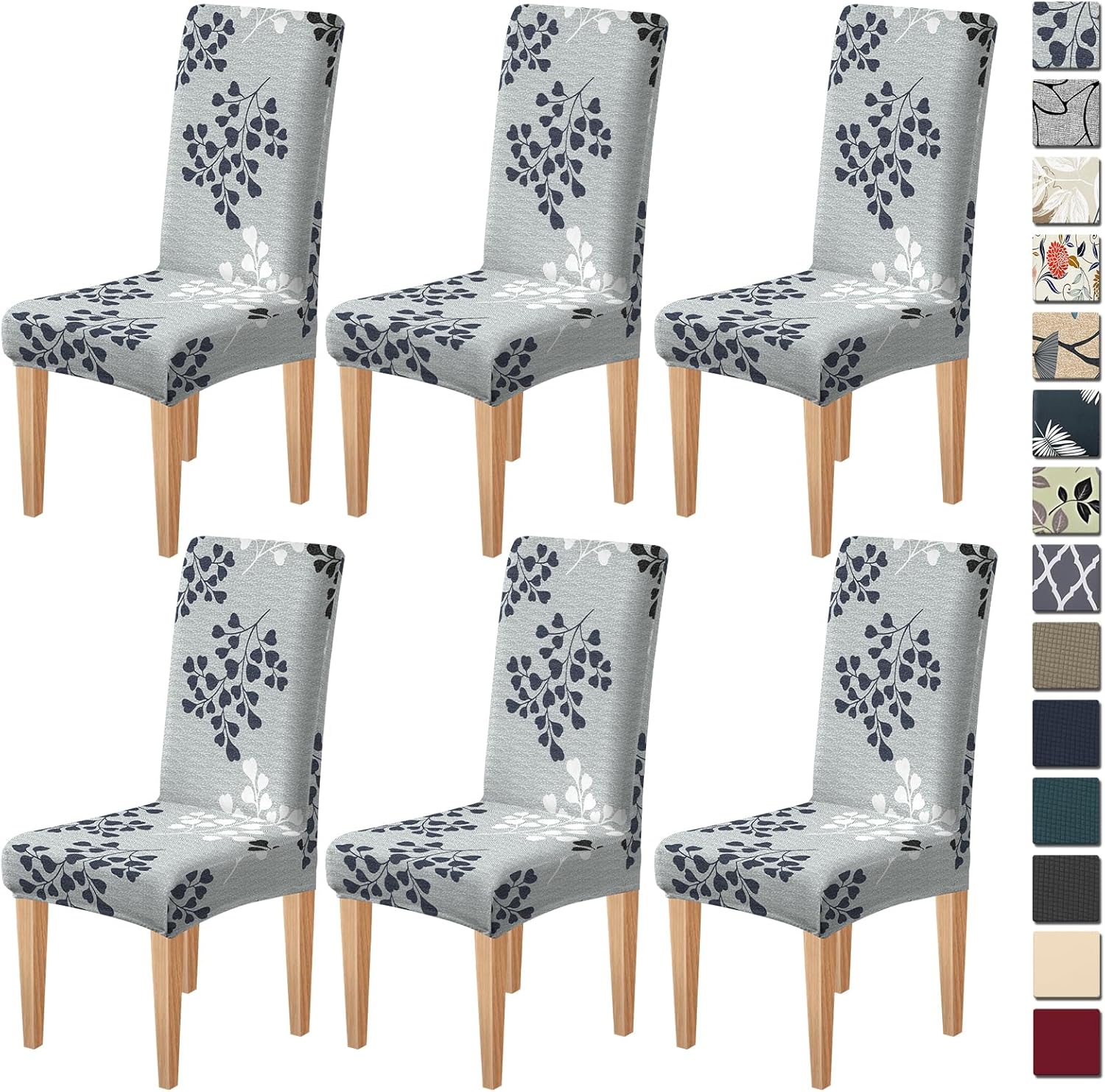 Dioxide High Stretch Chair Covers for Dining Chairs, Washable Dining Chair Covers Set of 6, Soft Kitchen Chairs Seat Covers, Parsons Chair Slipcovers Protectors for Home Hotel Restaurant Banquet