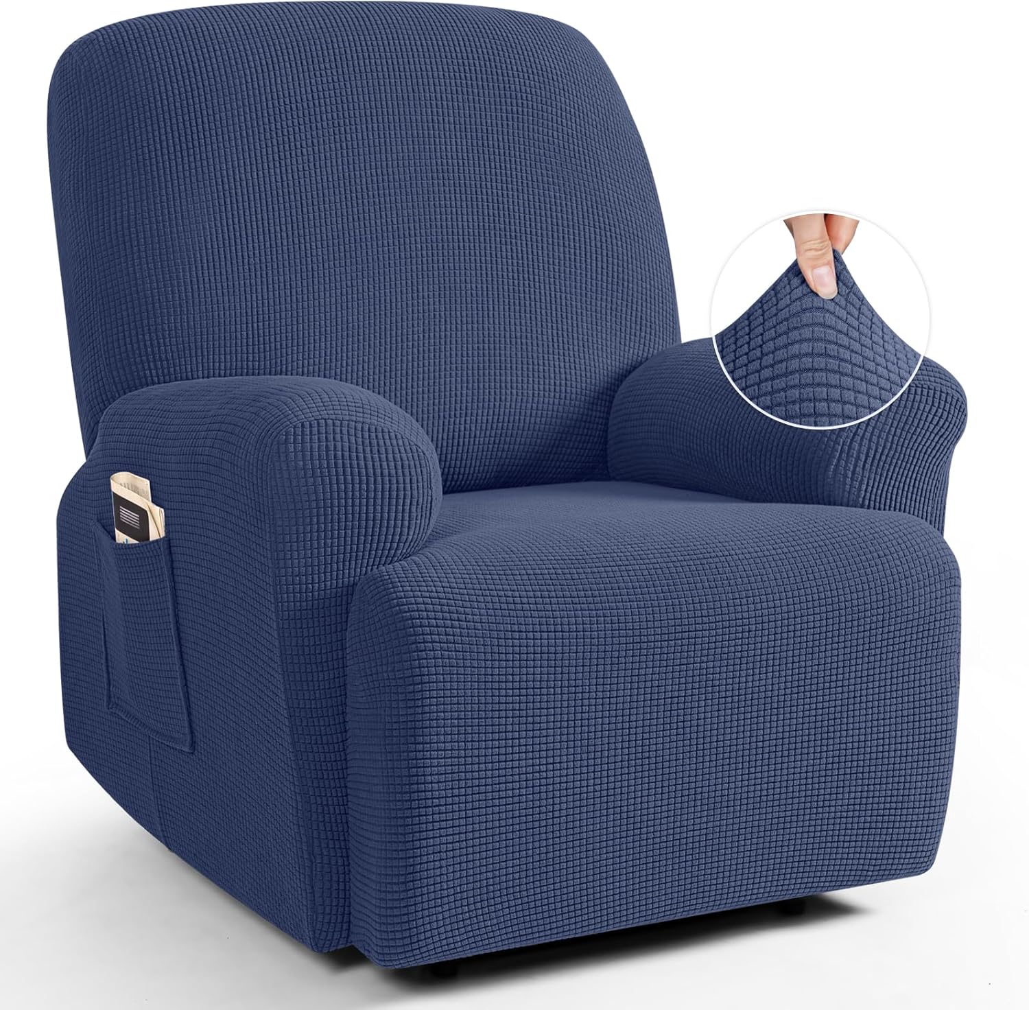 TAOCOCO Recliner Cover 4-Pieces, Recliner Stretch Sofa Slipcover, Recliner Cover 1 Seat, Couch Protector Soft, Furniture Protector Covers with Elastic,Chair Covers Jacquard Pattern (Grey)