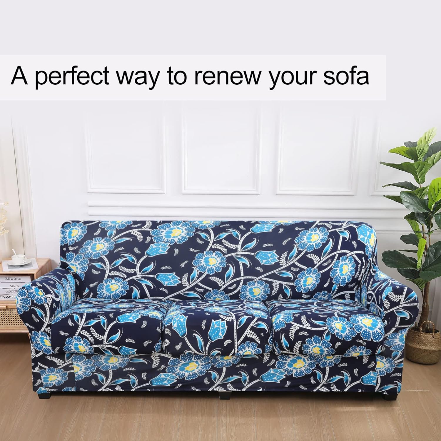 hyha Couch Covers, Chair/Sofa Covers, Floral Pattern, Stretch, Printed, 2 Pieces, Armchair Slipcover, Separate Couch Cushion Slipcover, Furniture Protector for Dogs(Armchair, Paisley Floral)