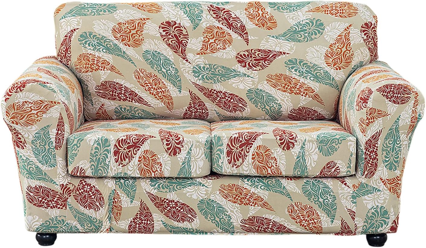 KRFOONN 2 Piece Chair Covers Printed Sofa Covers Couch Covers Washable Armchair Sofa Couch Slipcover Furniture Protector with Elastic Bottom for Living Room (Armchair, 23), Small