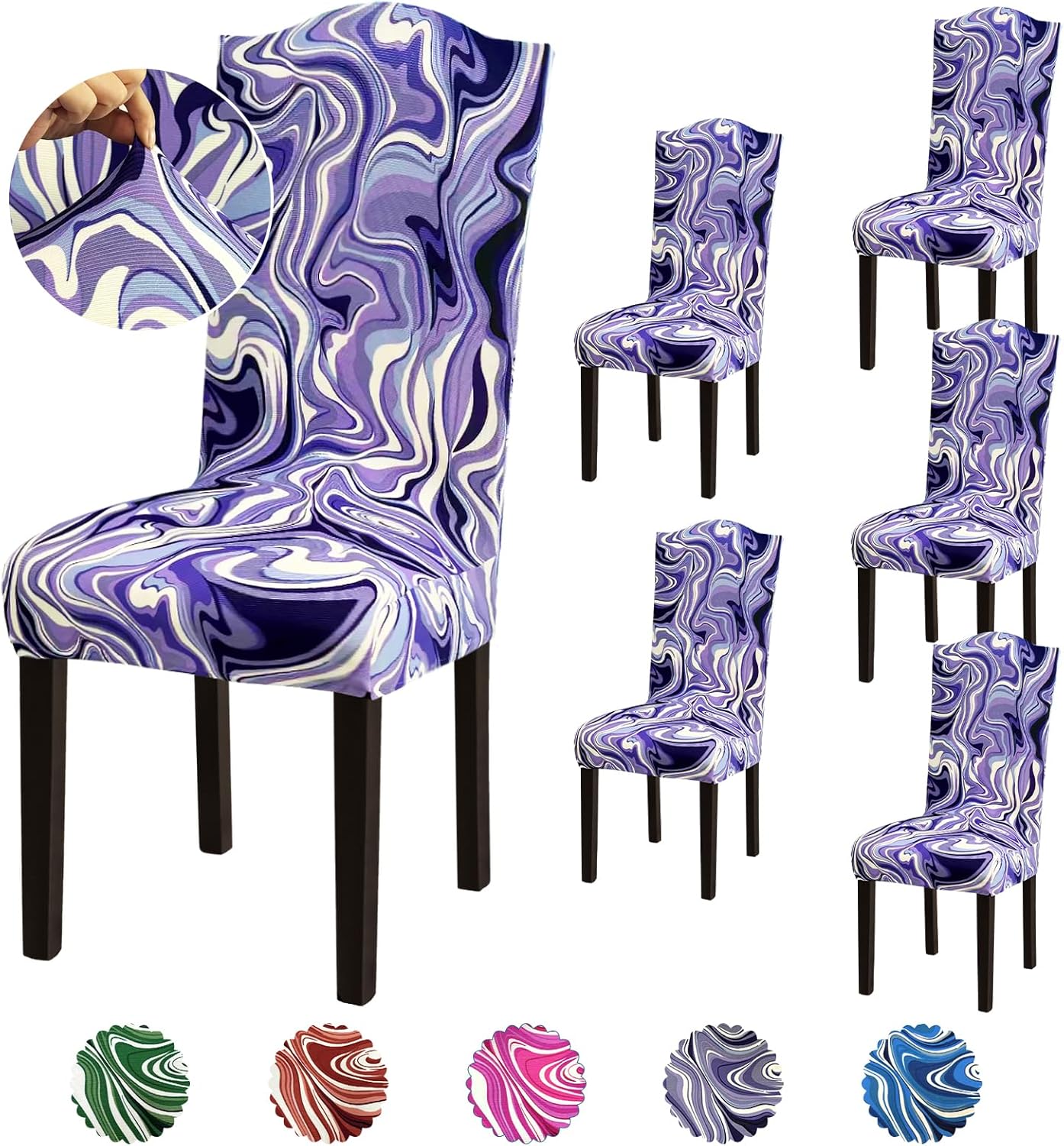 Stretch Dining Room Chair Covers Set of 6, Removable Washable Chair Covers for Dining Chairs,Dining Room, Hotel, Ceremony