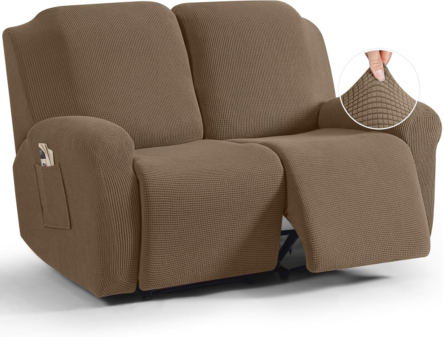 TAOCOCO Recliner Cover 4-Pieces, Recliner Stretch Sofa Slipcover, Recliner Cover 1 Seat, Couch Protector Soft, Furniture Protector Covers with Elastic,Chair Covers Jacquard Pattern (Grey)