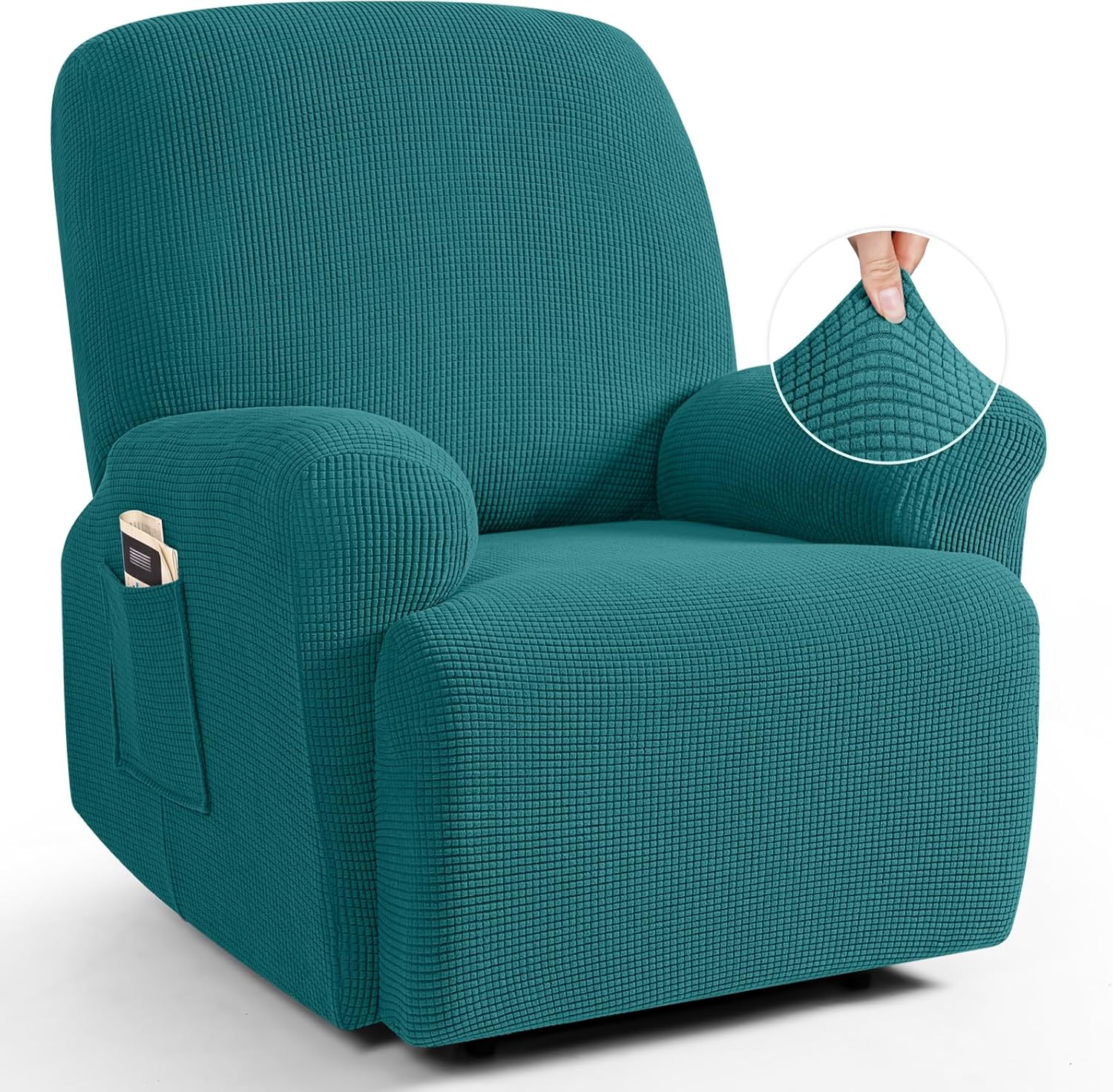 TAOCOCO Recliner Cover 4-Pieces, Recliner Stretch Sofa Slipcover, Recliner Cover 1 Seat, Couch Protector Soft, Furniture Protector Covers with Elastic,Chair Covers Jacquard Pattern (Grey)