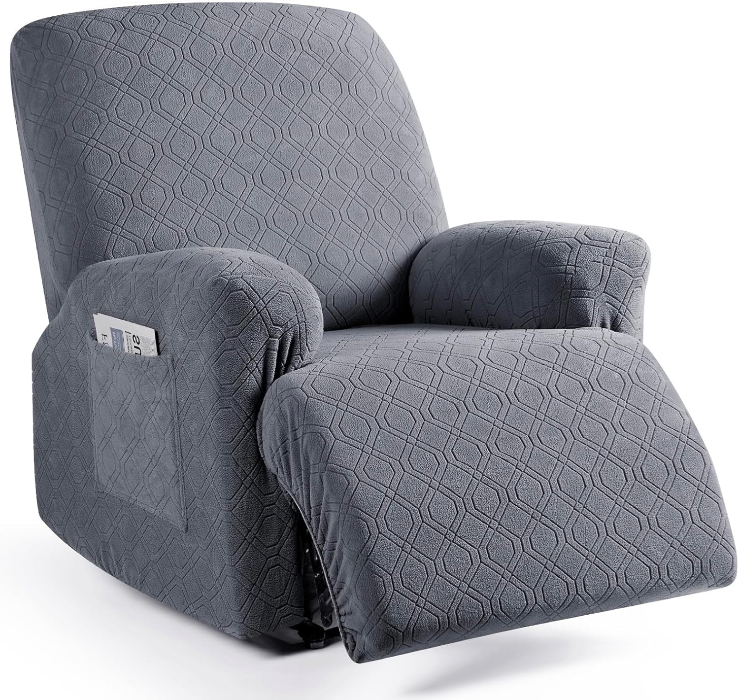 VANSOFY Recliner Chair Cover, 3-Pieces Stretch Recliner Covers for Recliner Chair Soft Reclining Chair Slipcover Furniture Protector for Dogs Cats(Dark Gray)