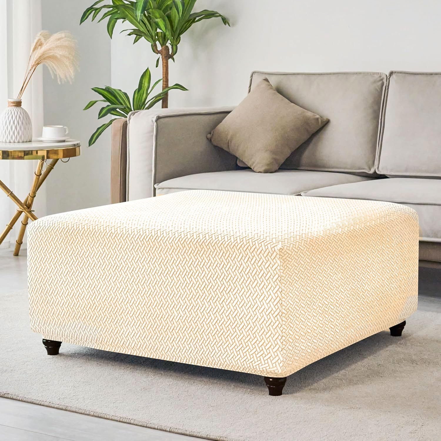 Stretch Knitted Jacquard Ottoman Cover