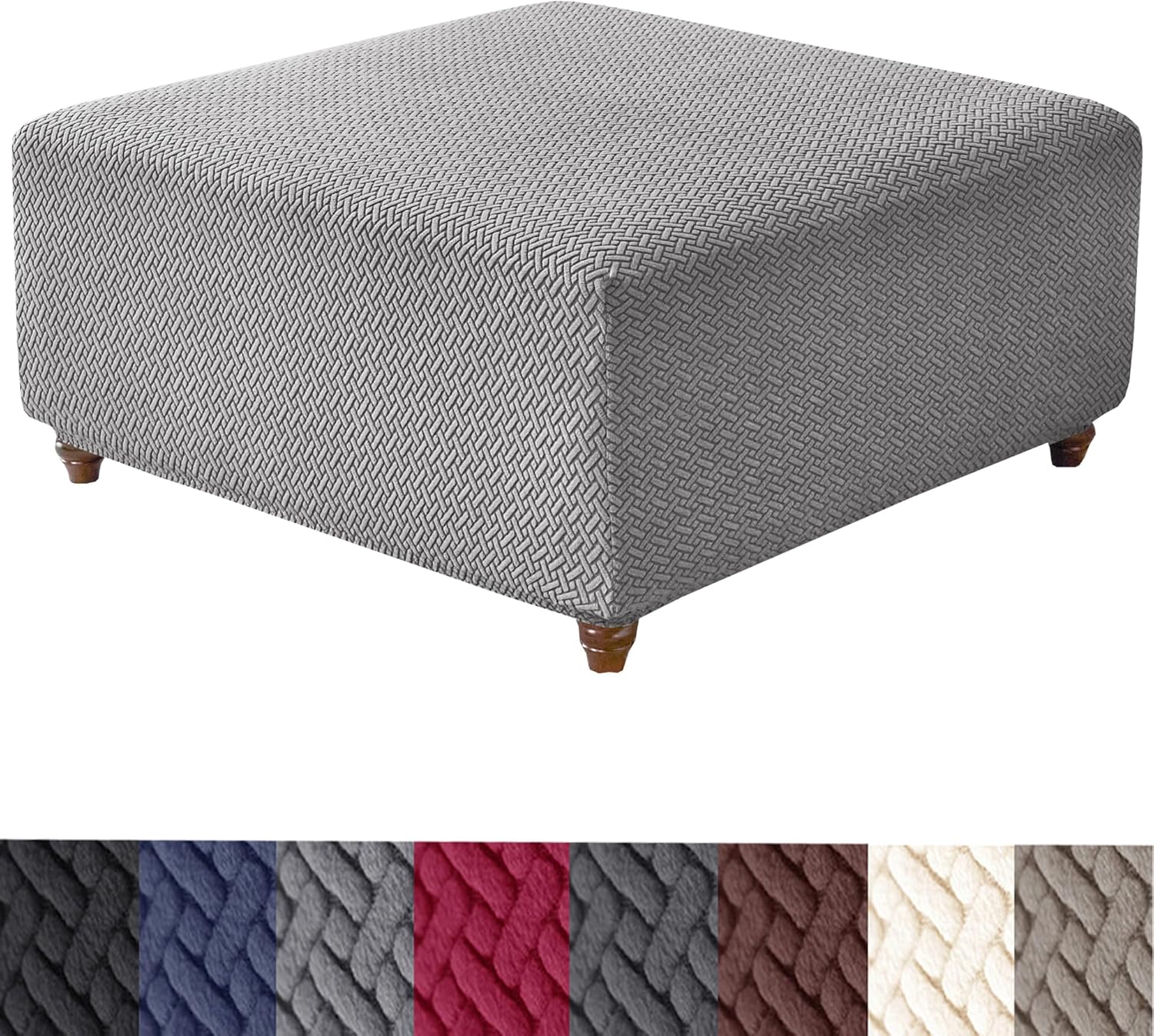 Stretch Knitted Jacquard Ottoman Cover
