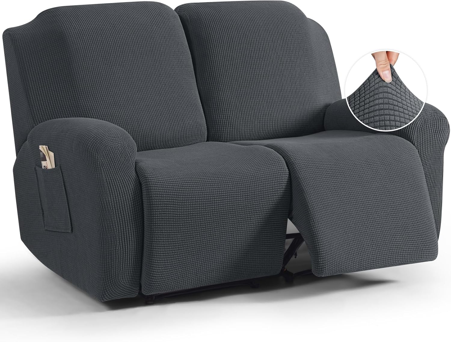 TAOCOCO Recliner Cover 4-Pieces, Recliner Stretch Sofa Slipcover, Recliner Cover 1 Seat, Couch Protector Soft, Furniture Protector Covers with Elastic,Chair Covers Jacquard Pattern (Grey)