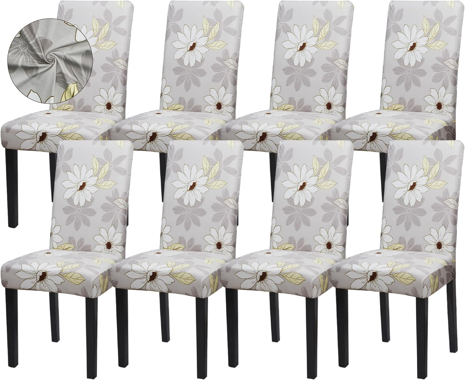 Sufdari Dining Chair Covers,Kitchen Cover,Parsons Slipcover,Spandex Protectors for Room Stretch Chairs Cover Set of 4 -Gray