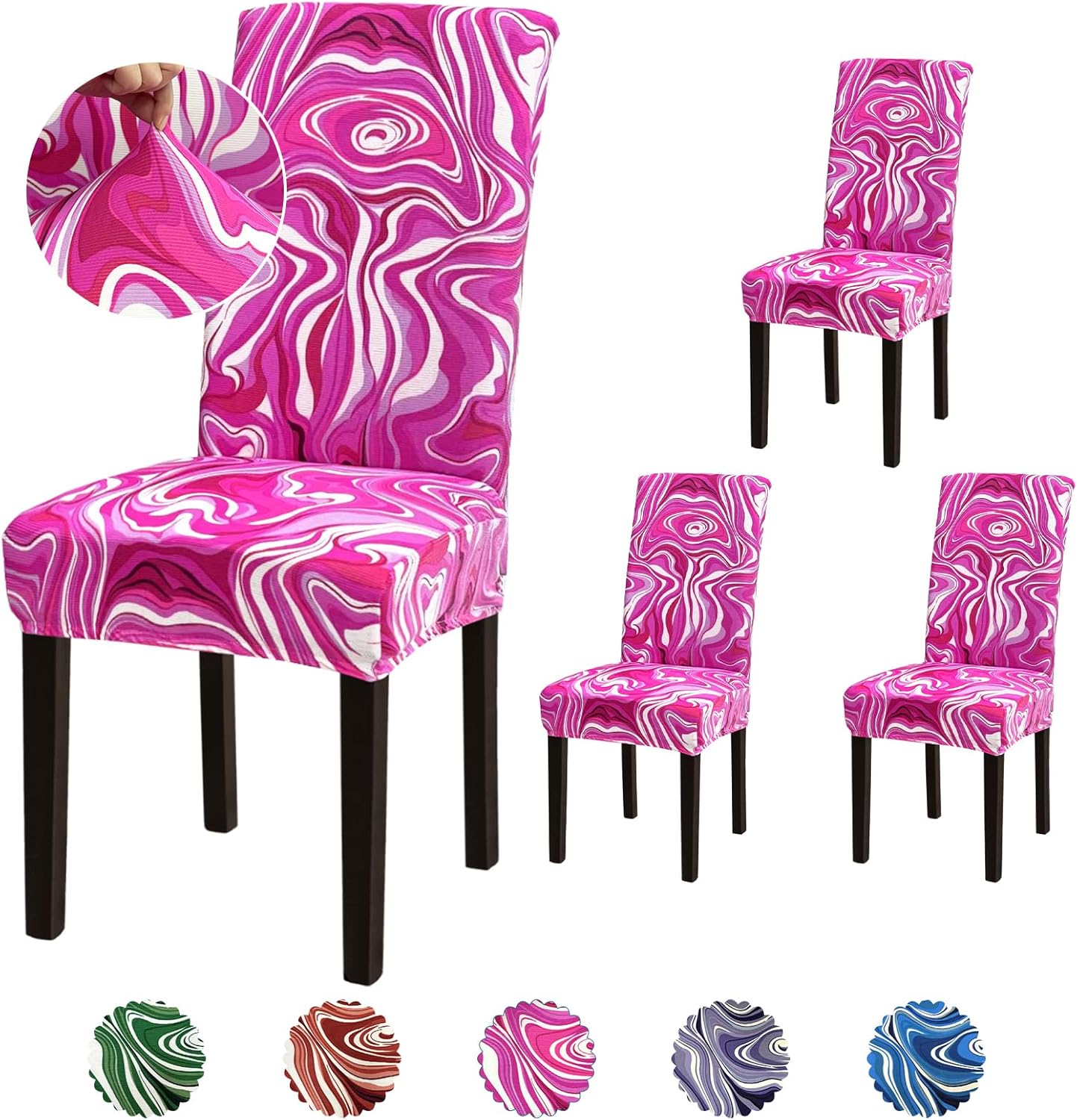 Stretch Dining Room Chair Covers Set of 6, Removable Washable Chair Covers for Dining Chairs,Dining Room, Hotel, Ceremony