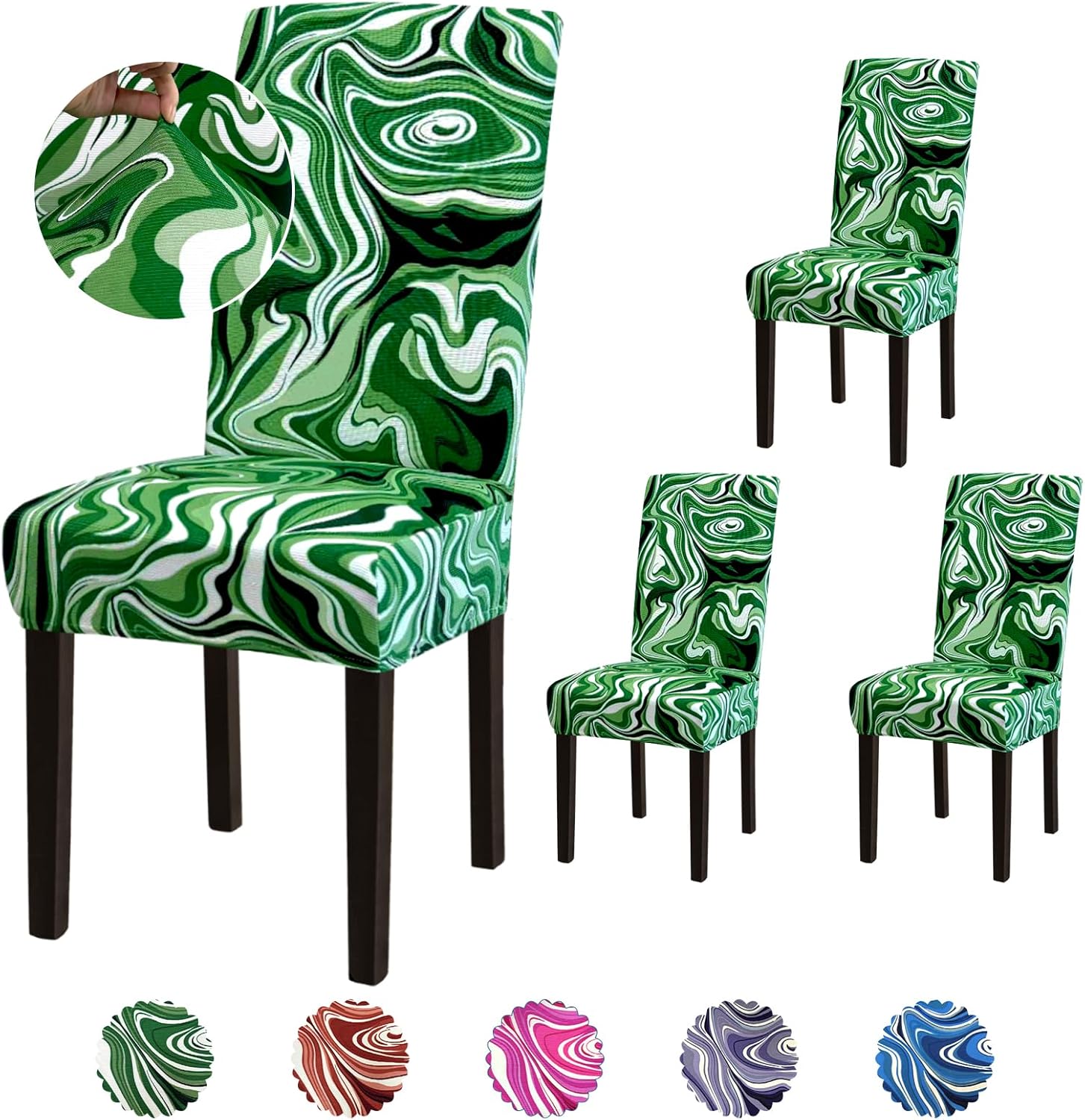 Stretch Dining Room Chair Covers Set of 6, Removable Washable Chair Covers for Dining Chairs,Dining Room, Hotel, Ceremony