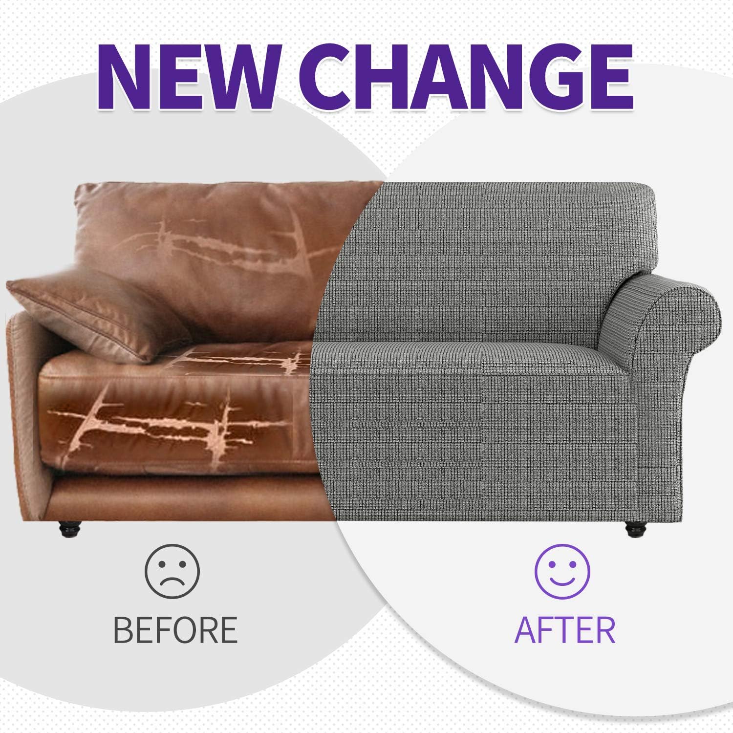 ZNSAYOTX Chair Slipcovers with Arms for Living Room High Stretchy Spandex Pet Friendly Armchair Furniture Protection Covers (Black and White, Chair)