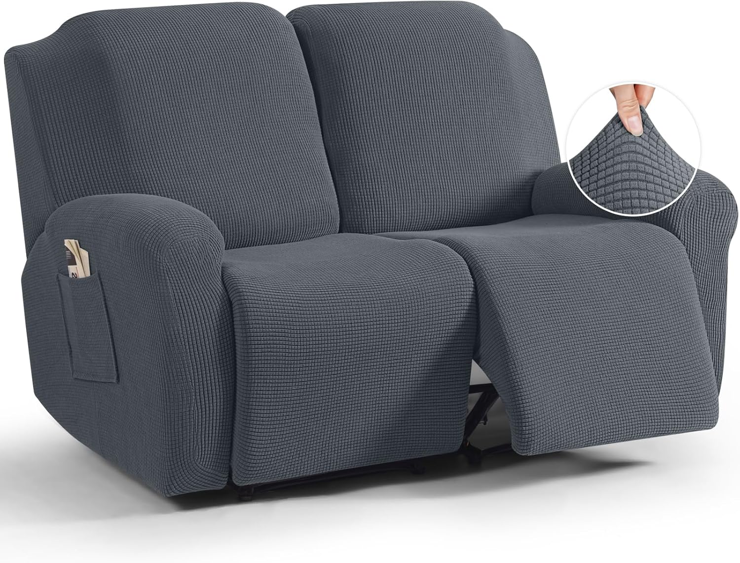 TAOCOCO Recliner Cover 4-Pieces, Recliner Stretch Sofa Slipcover, Recliner Cover 1 Seat, Couch Protector Soft, Furniture Protector Covers with Elastic,Chair Covers Jacquard Pattern (Grey)