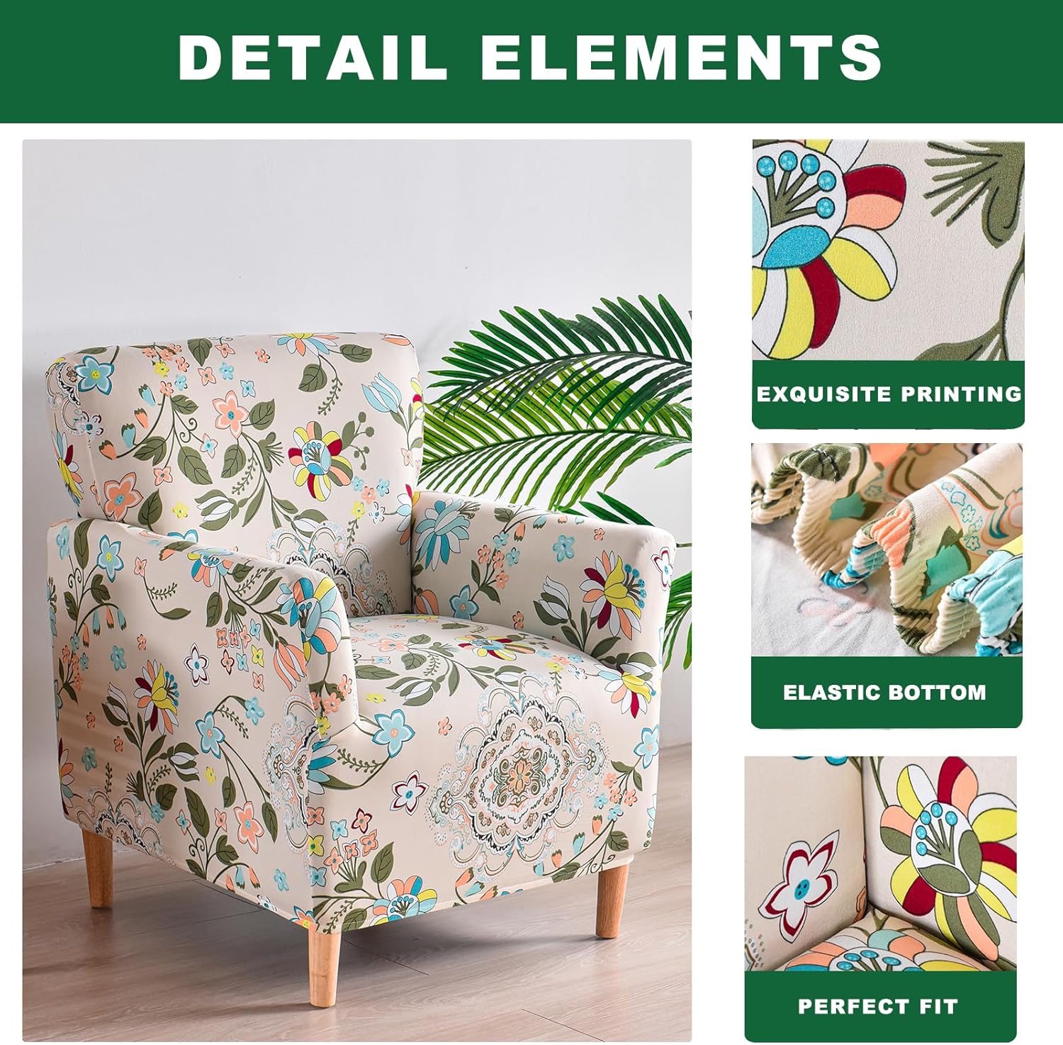Printed Banquet Armchair Slipcovers Soft Chair Covers Armchair 1-Piece Stretch Chair Covers for Living Room Nonslip Outdoor Armchair Slipcover Kids Pets Friendly Furniture Protector,01