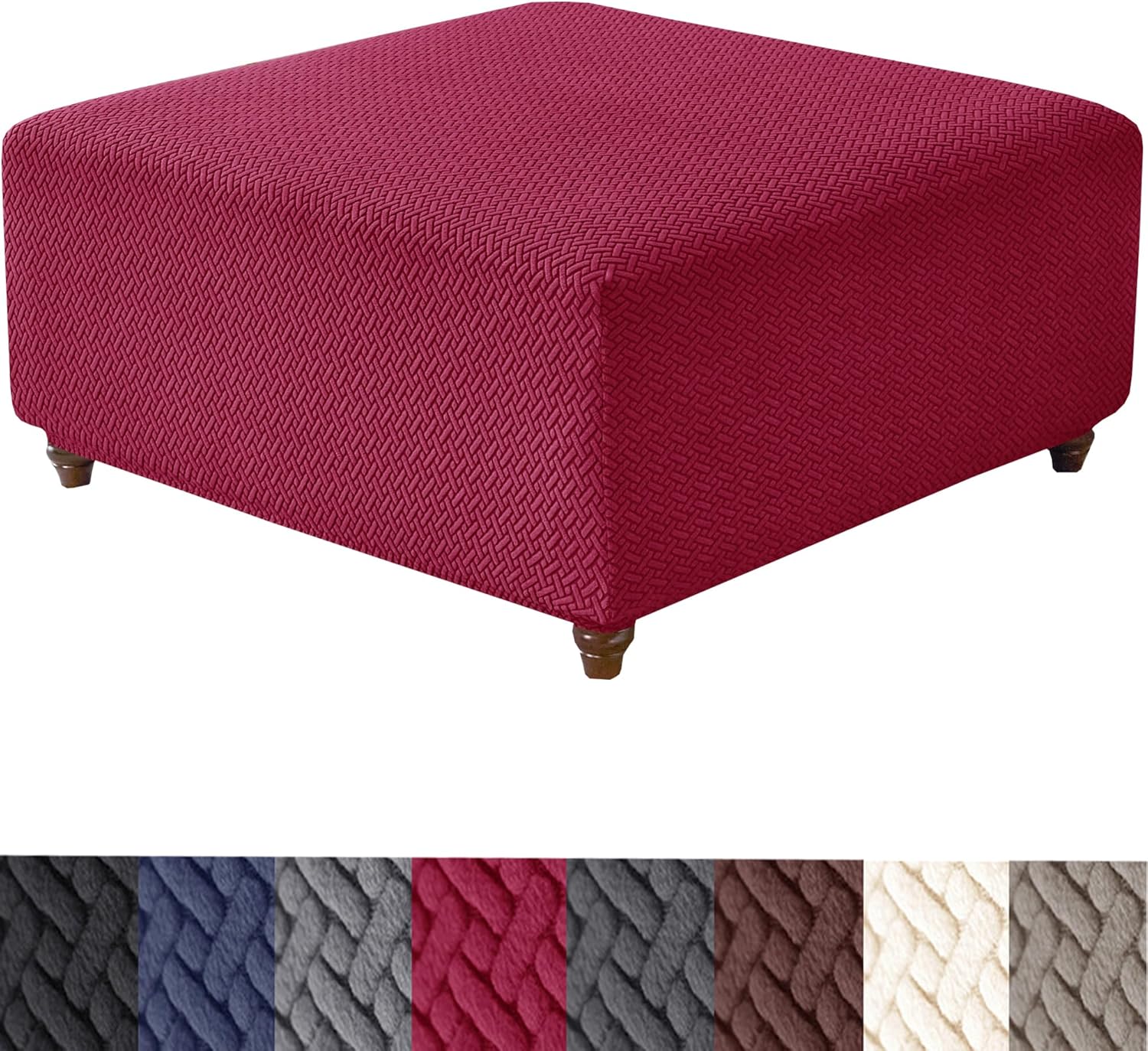 Stretch Knitted Jacquard Ottoman Cover
