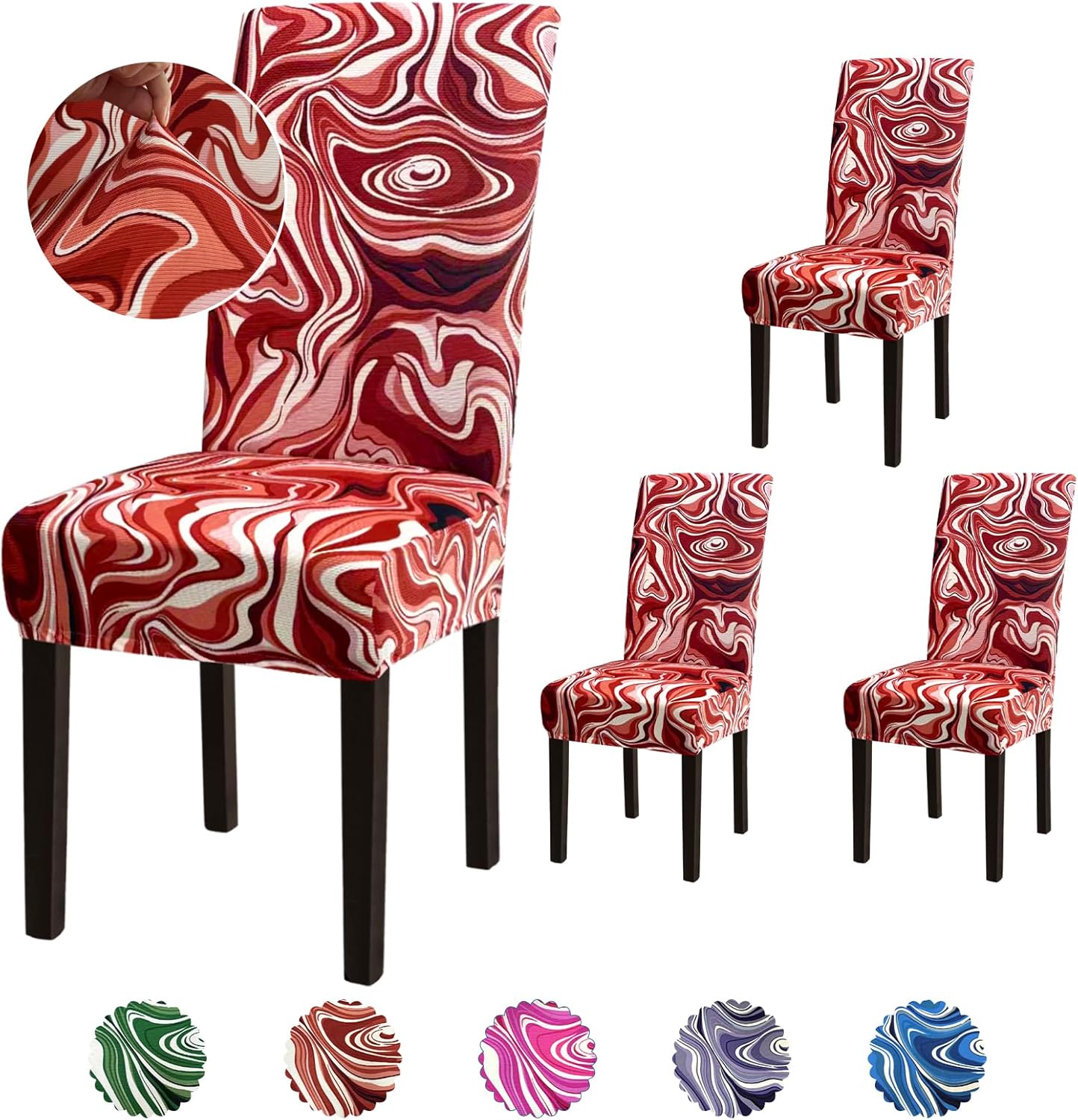 Stretch Dining Room Chair Covers Set of 6, Removable Washable Chair Covers for Dining Chairs,Dining Room, Hotel, Ceremony