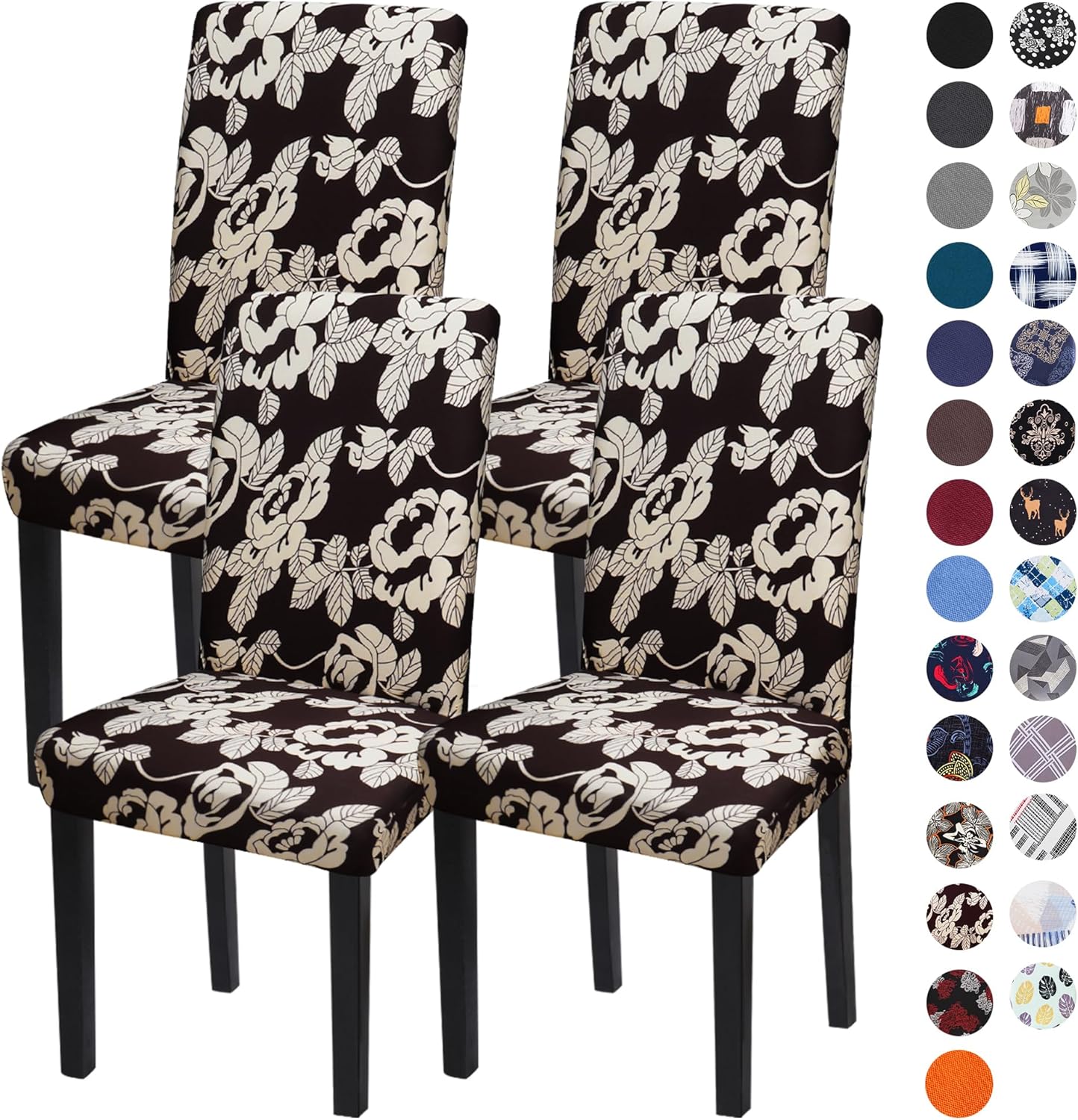 Sufdari Dining Chair Covers,Kitchen Cover,Parsons Slipcover,Spandex Protectors for Room Stretch Chairs Cover Set of 4 -Gray