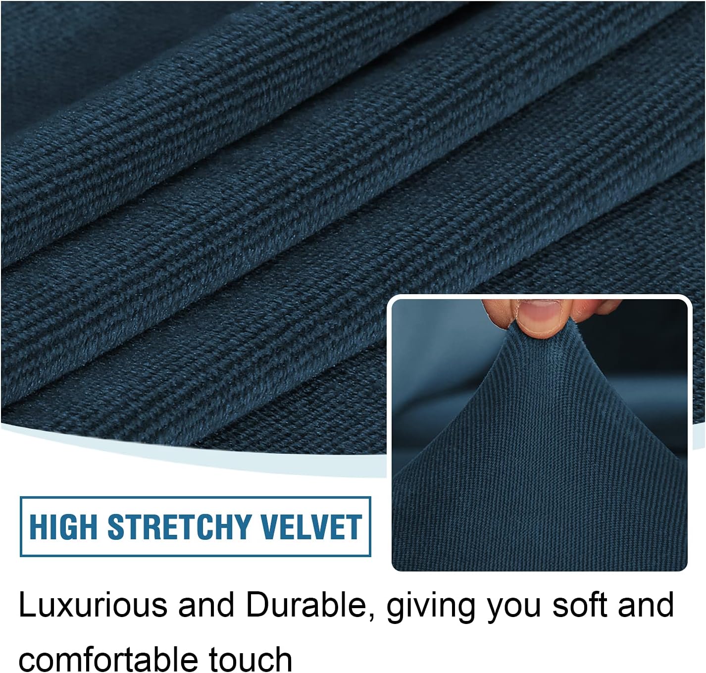 H.VERSAILTEX Armless Accent Chair Covers Thick Velvet Armless Chair Slipcovers High Stretch Chair Covers for Living Room Hotel Machine Washable Furniture Protector with Elastic Bottom, Ivory