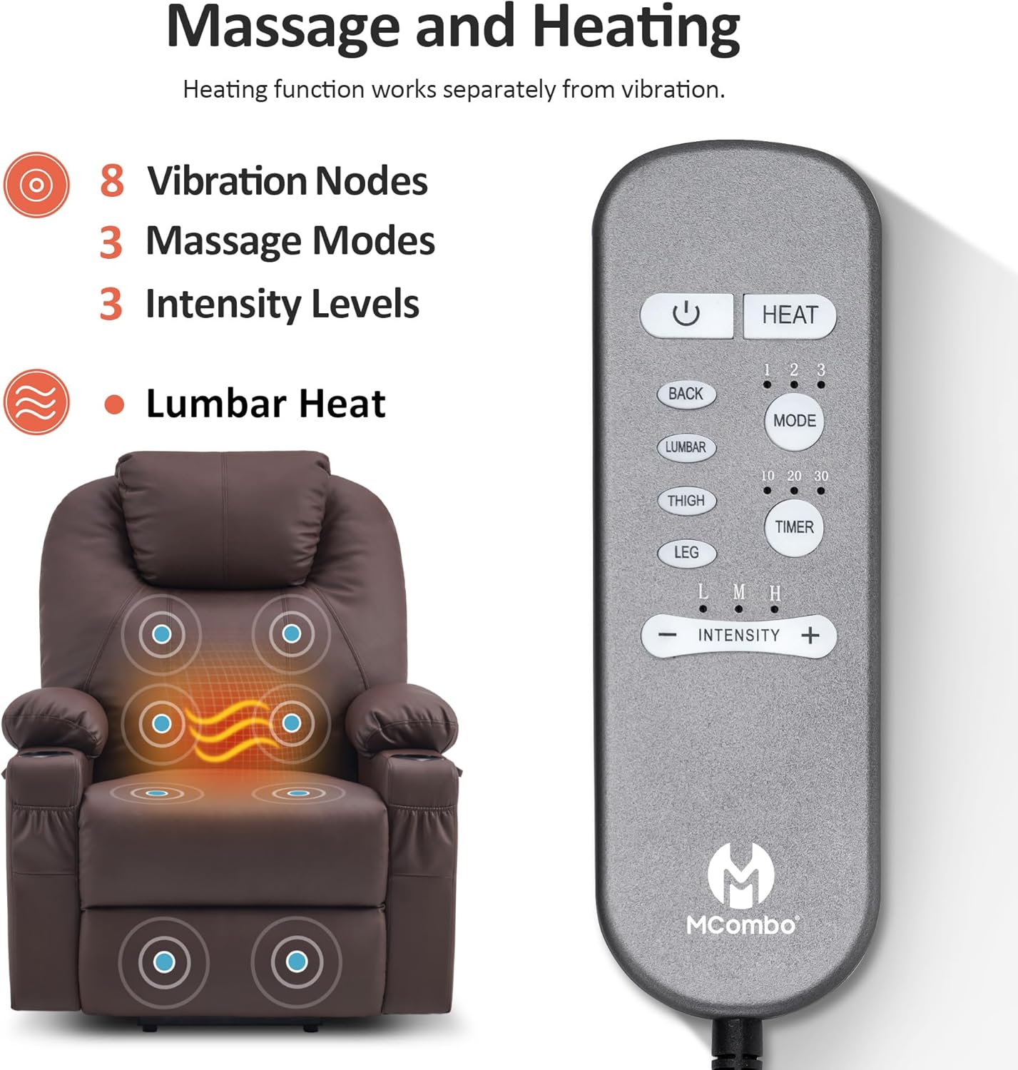 Electric Power Lift Recliner Chair Sofa with Massage and Heat
