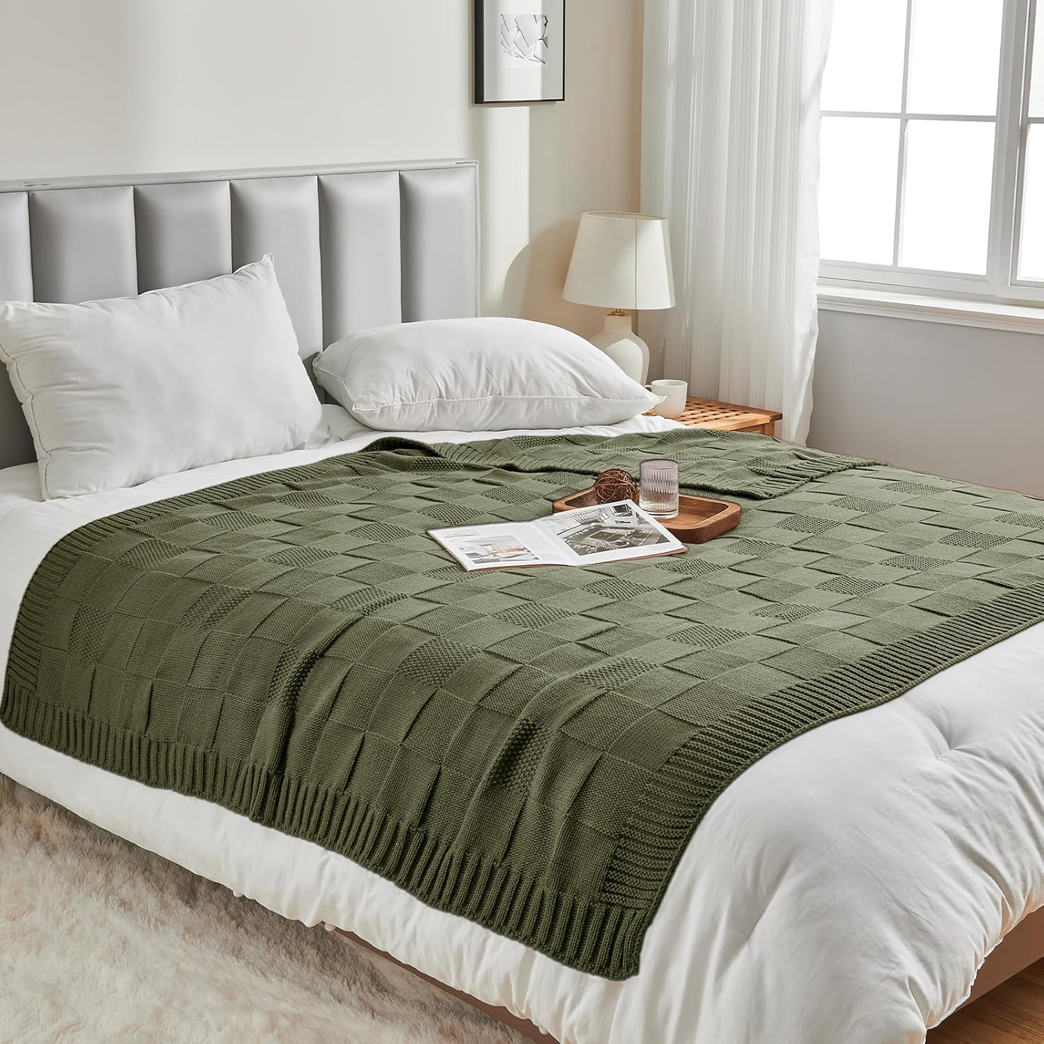 Check Knit Throw Blanket