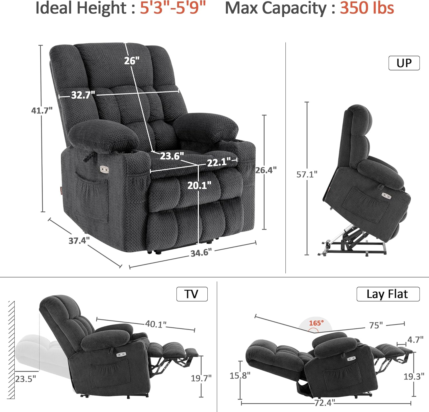 Dual Motor Large Power Lift Recliner Chair