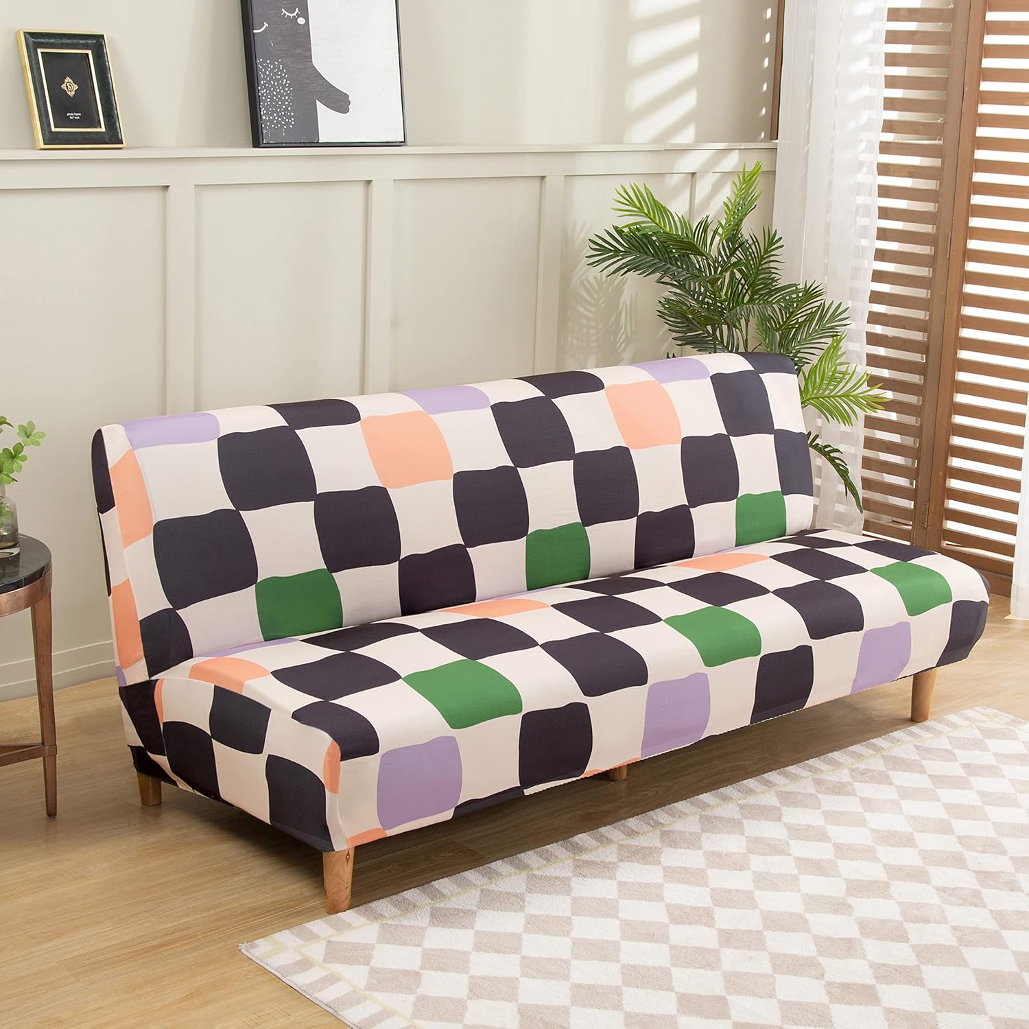 Armless Futon Slipcovers Stretch Folding Sofa