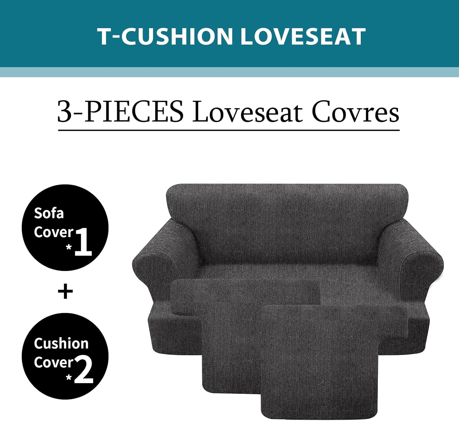 2 Pieces T Cushion Chair Covers