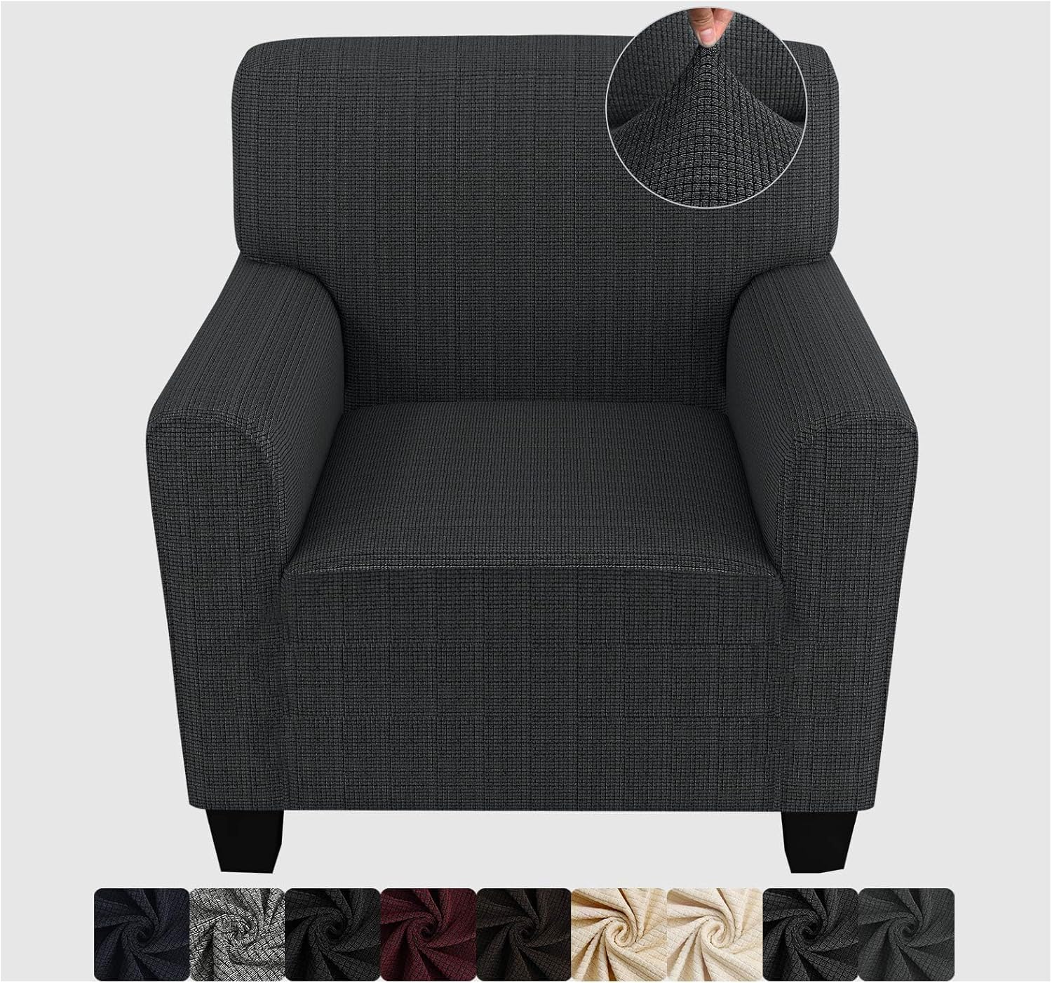 ZNSAYOTX Chair Slipcovers with Arms for Living Room High Stretchy Spandex Pet Friendly Armchair Furniture Protection Covers (Black and White, Chair)