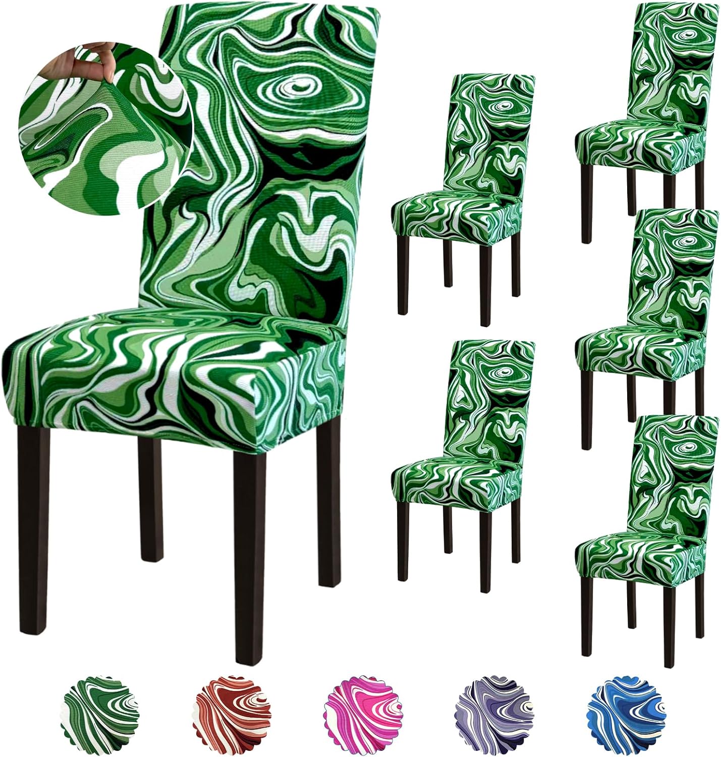 Stretch Dining Room Chair Covers Set of 6, Removable Washable Chair Covers for Dining Chairs,Dining Room, Hotel, Ceremony