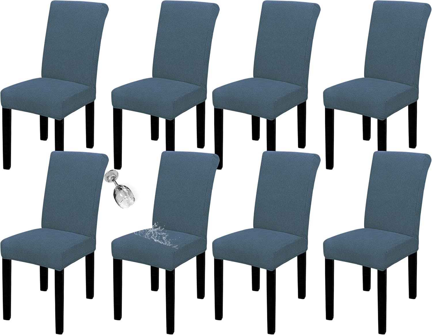 Easy-Going 100% Waterproof Dining Room Chair Cover Set of 6, Stretch Jacquard Parson Chair Slipcover Removable Washable Chair Protector for Home, Restaurant, Banquet (Large, Light Gray)