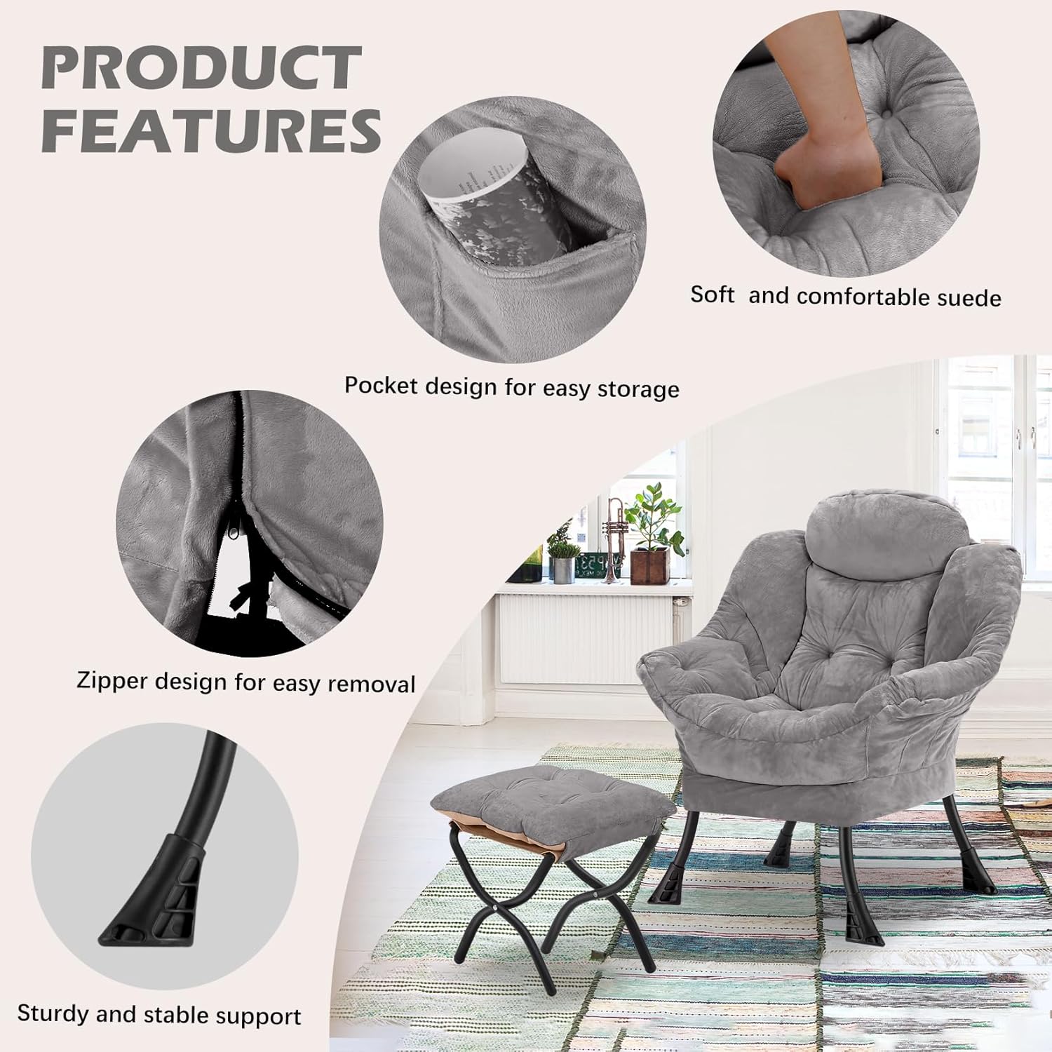 Lazy Chair with Folding Ottoman