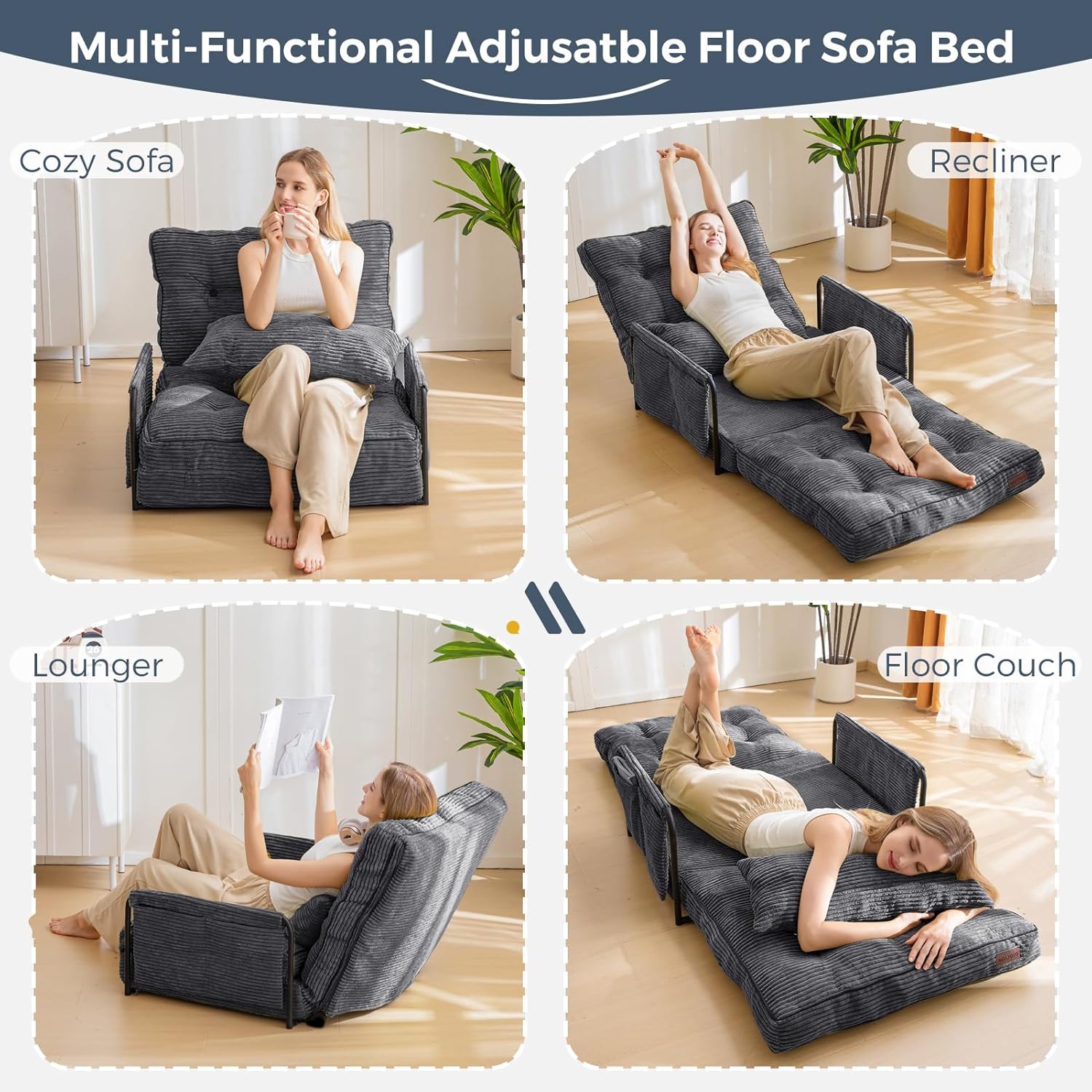 Adjustable Floor Sofa Couch with Pillow