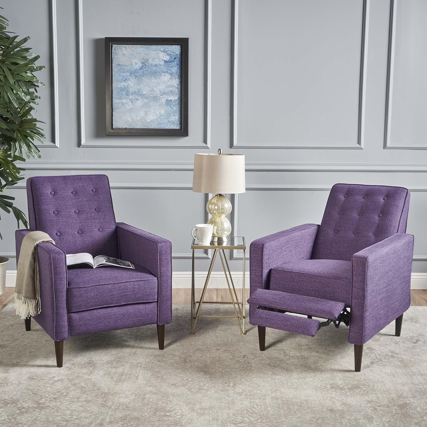 Modern Fabric Recliners, 2-Pcs Set