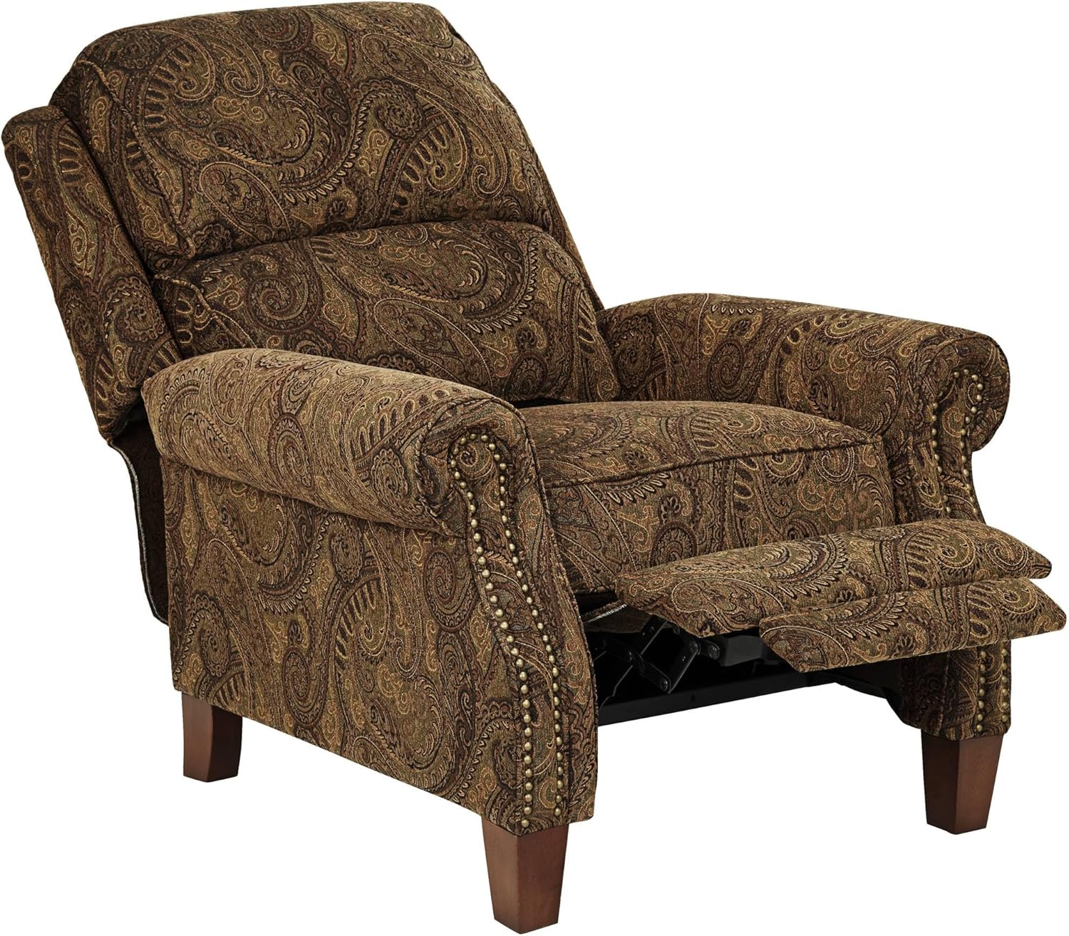 Warm Brown Paisley Patterned Recliner Chair